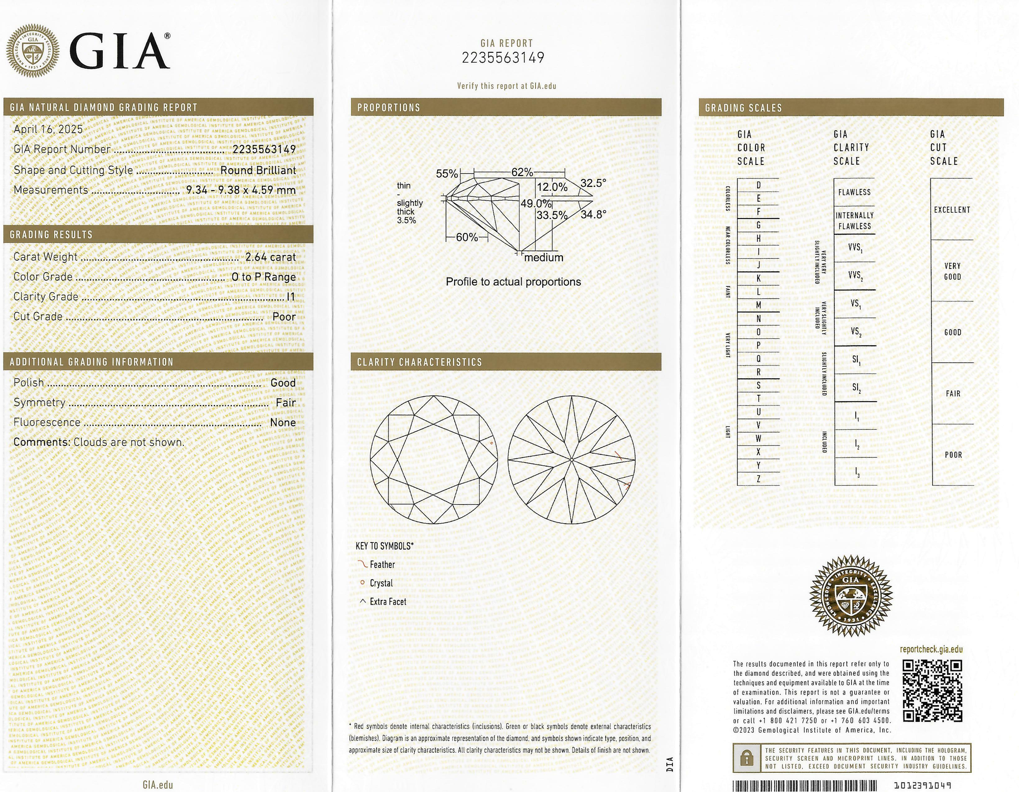 Mid-Century 2.64 CTW Diamond Platinum Vintage Solitaire Engagement Ring GIA