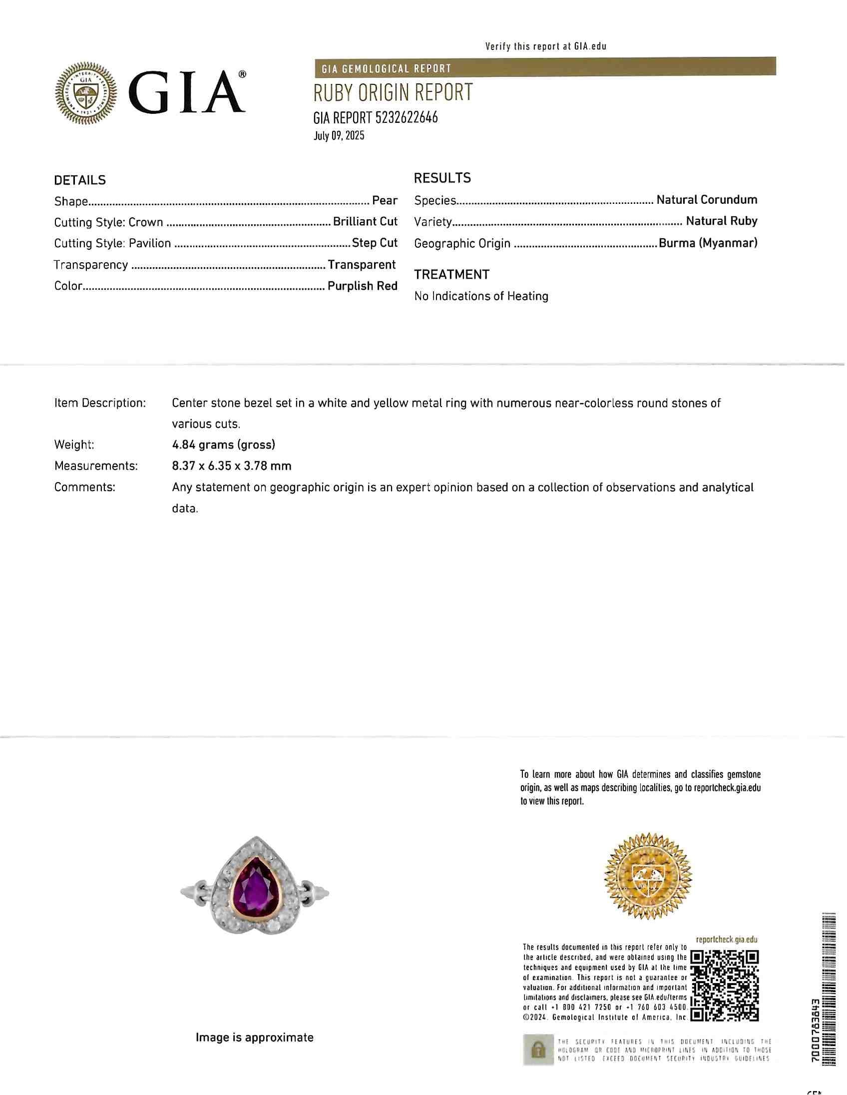 Edwardian 2.50 CTW No Heat Burma Ruby Diamond 14K Gold Heart Antique Halo Ring