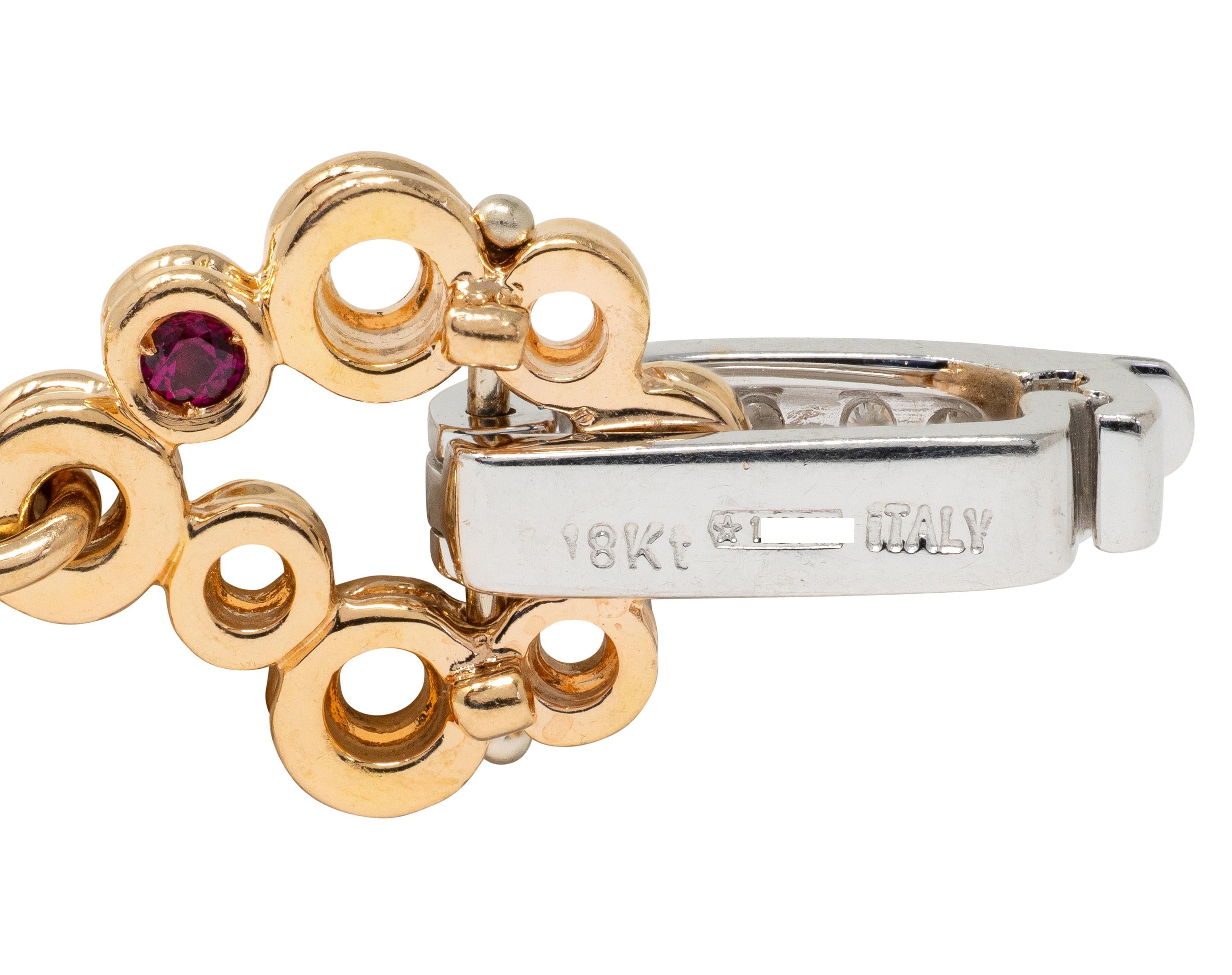 Roberto Coin Diamond 18 Karat Yellow Two-Tone Gold Bubble Bracelet