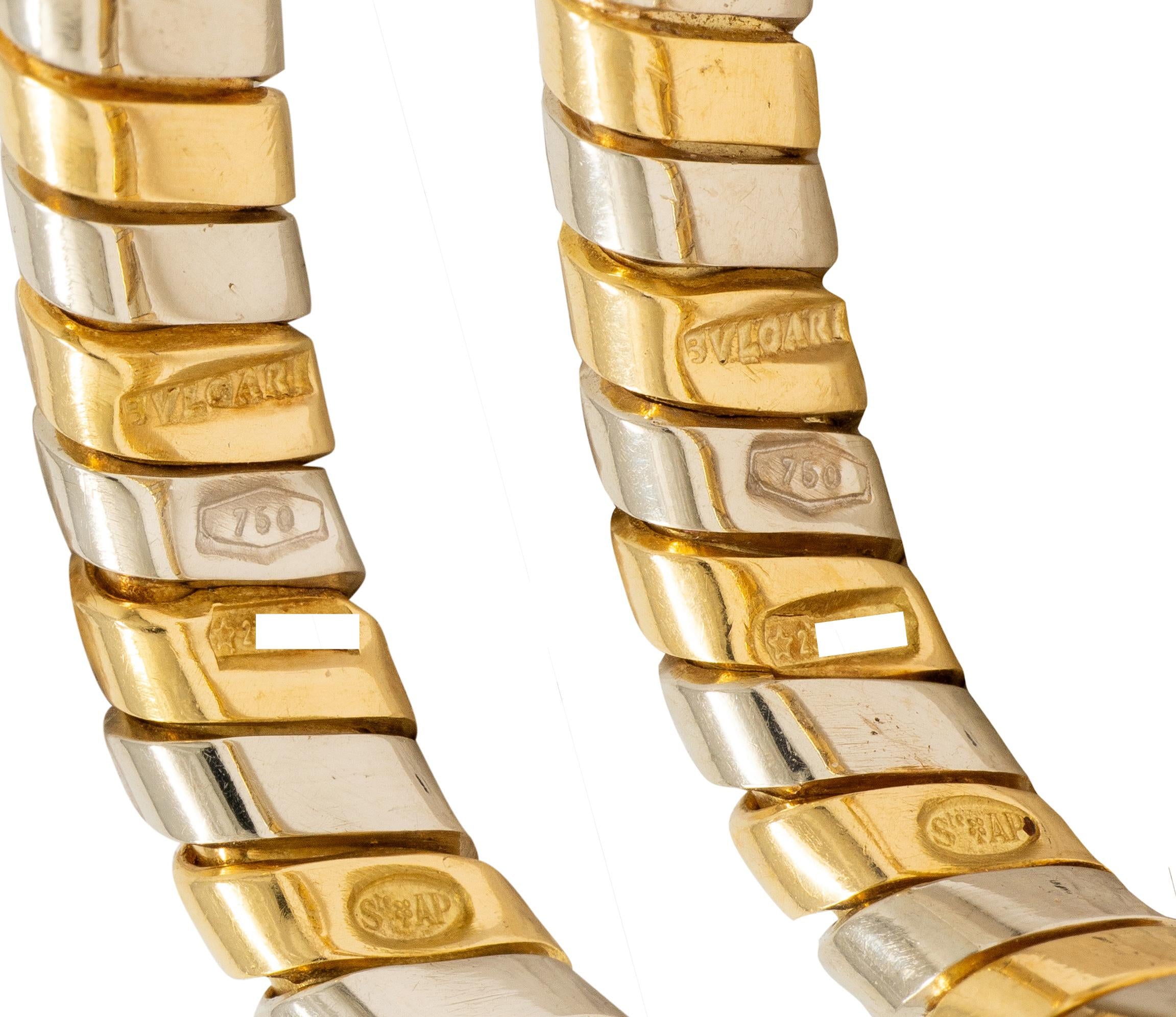 Bulgari 1980's Ruby Sapphire 18 Karat Gold Vintage Serpenti Tubogas Cufflinks