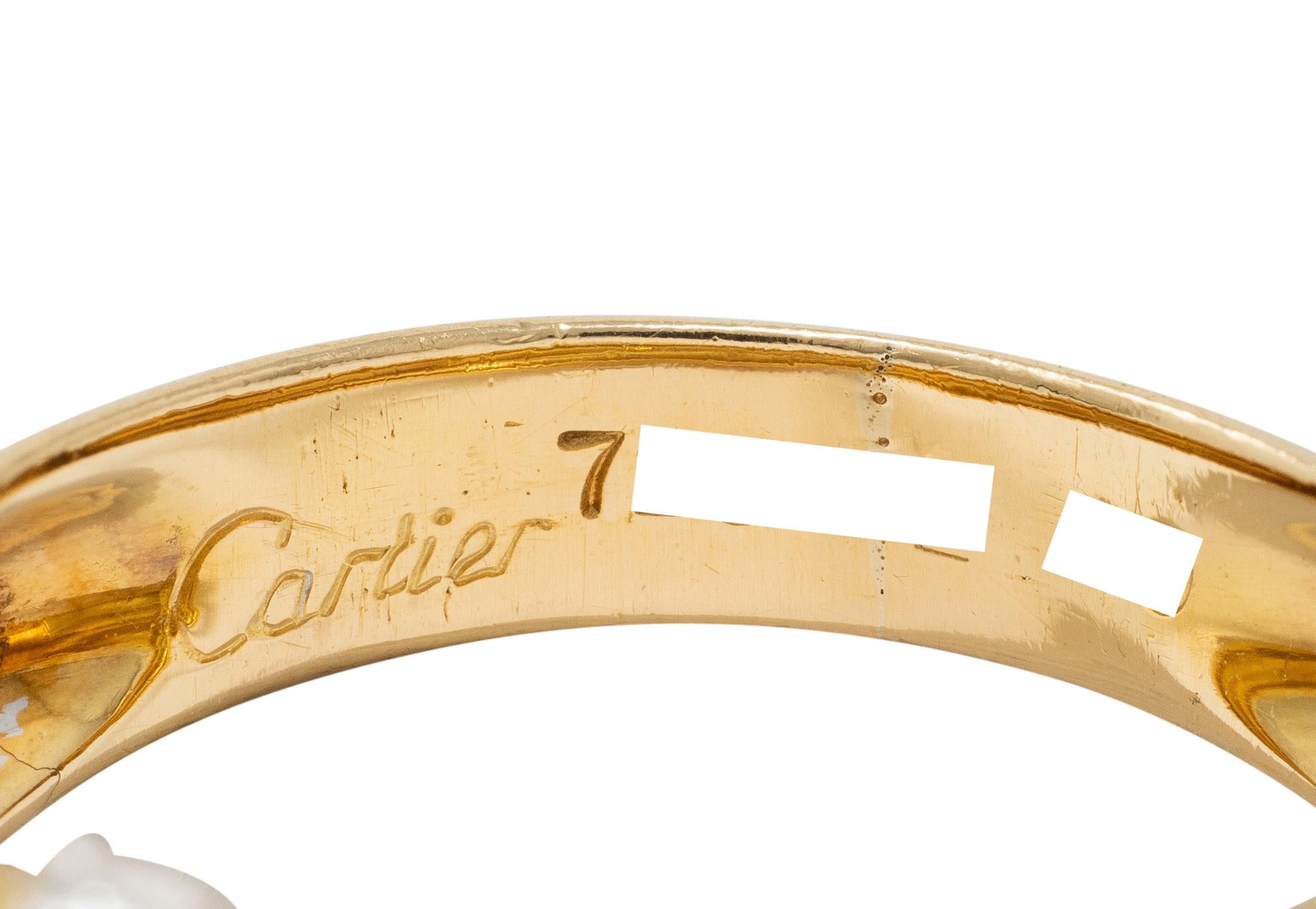 Cartier 1980's Diamond 18 Karat Two-Tone Gold Vintage Double C Cartier Band Ring