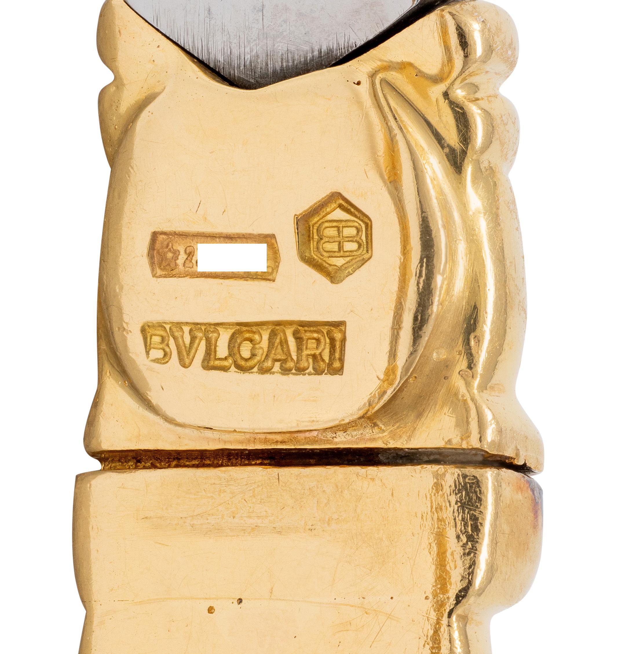Bvlgari 1970's 18 Karat Yellow Gold Stainless Steel Vintage Alveare Bracelet