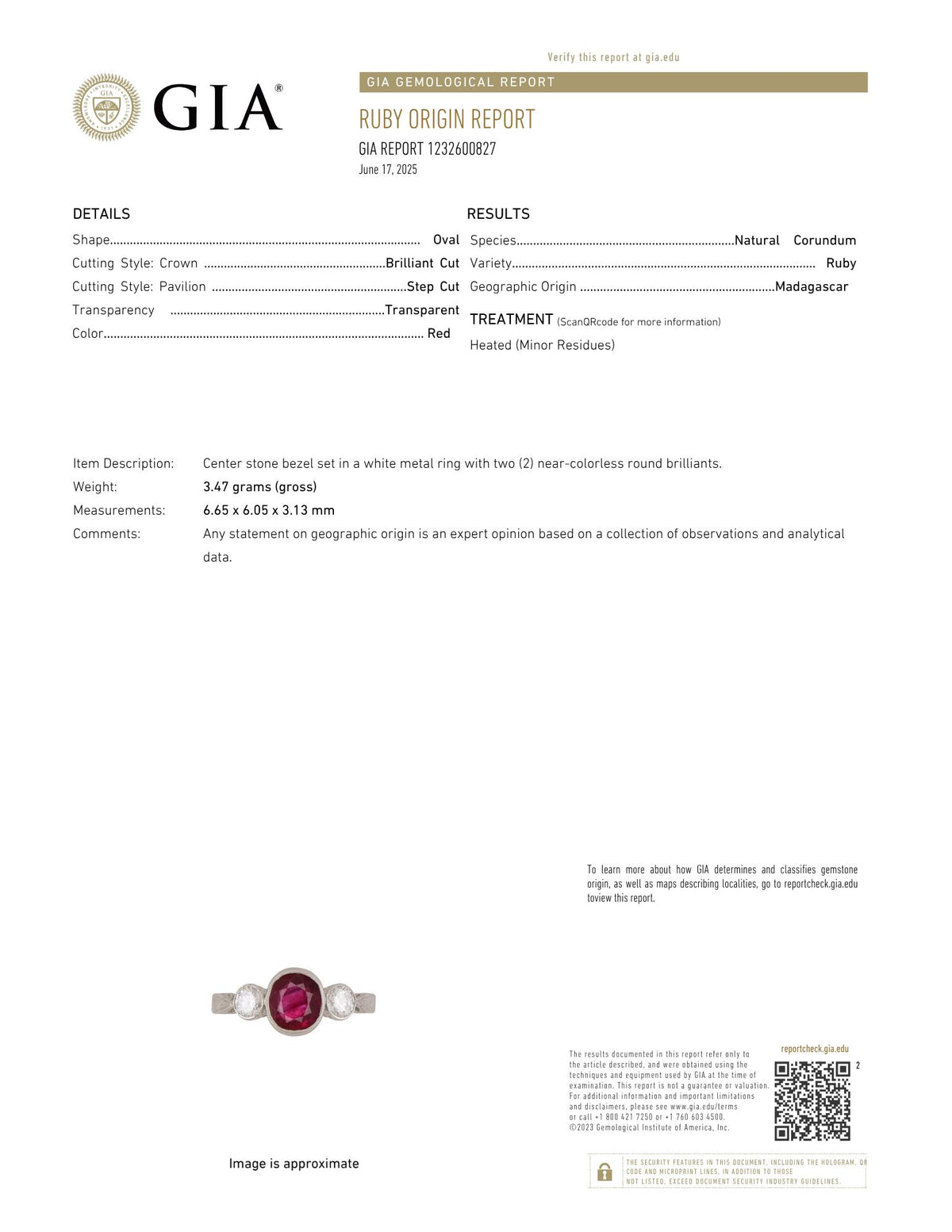 Contemporary 1.53 CTW Ruby Diamond Platinum Three Stone Ring