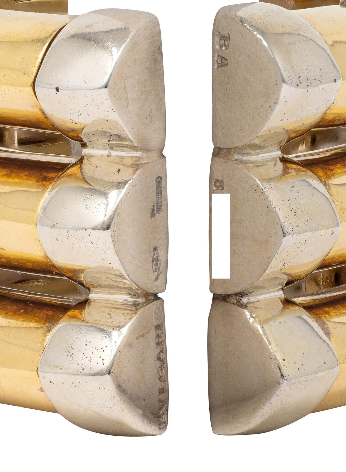 Bulgari 1970's Multi-Gem 18 Karat Gold Vintage Stacked Tri-Strand Cuff Bracelet