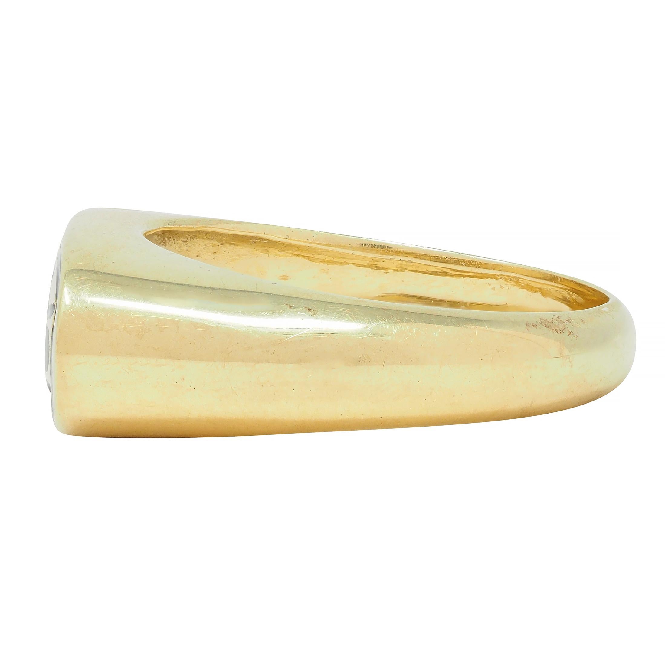 Contemporary Enamel 14 Karat Yellow Gold Egyptian Revival Cartouche Signet Ring