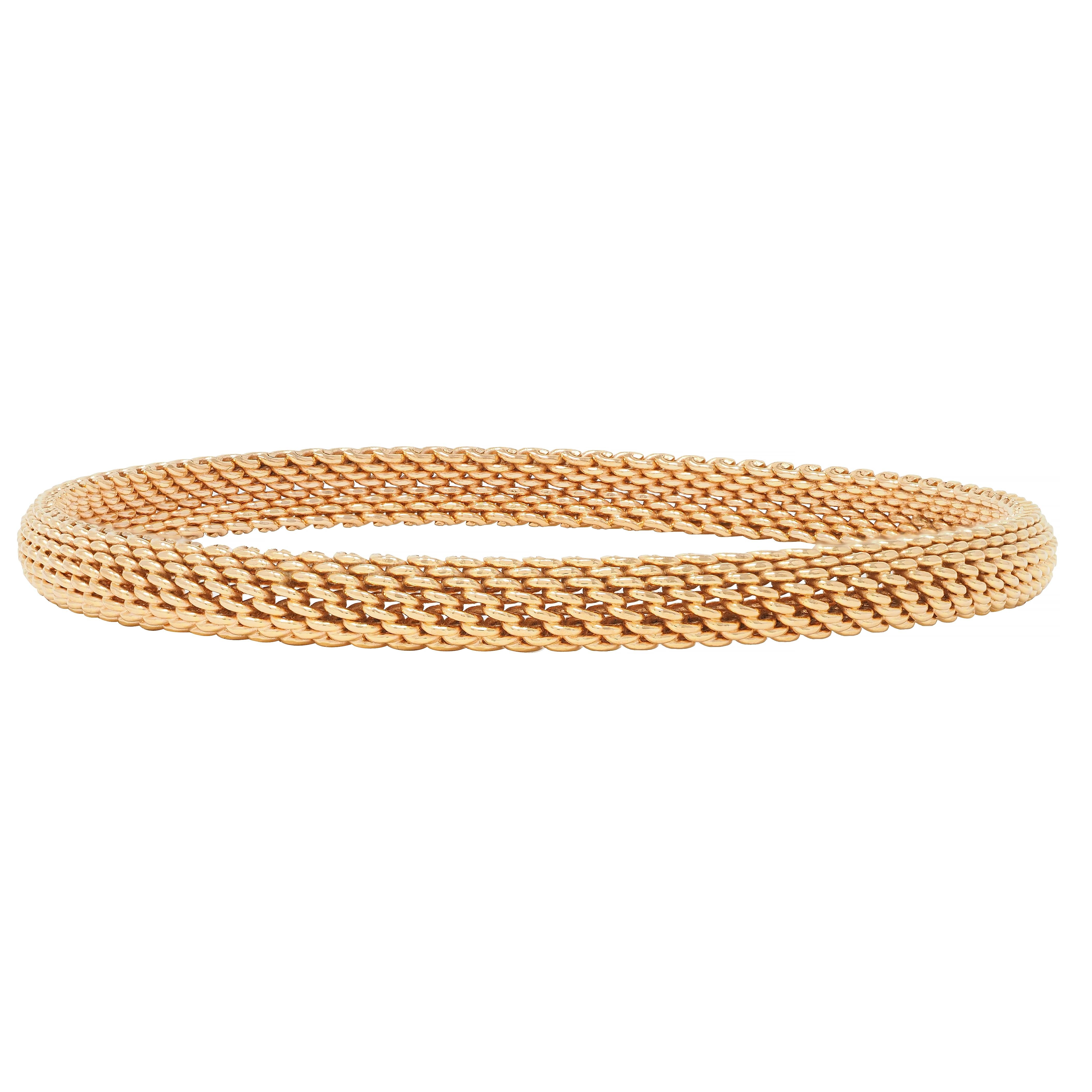 Tiffany & Co. 18 Karat Rose Gold Woven Mesh Somerset Bangle Bracelet