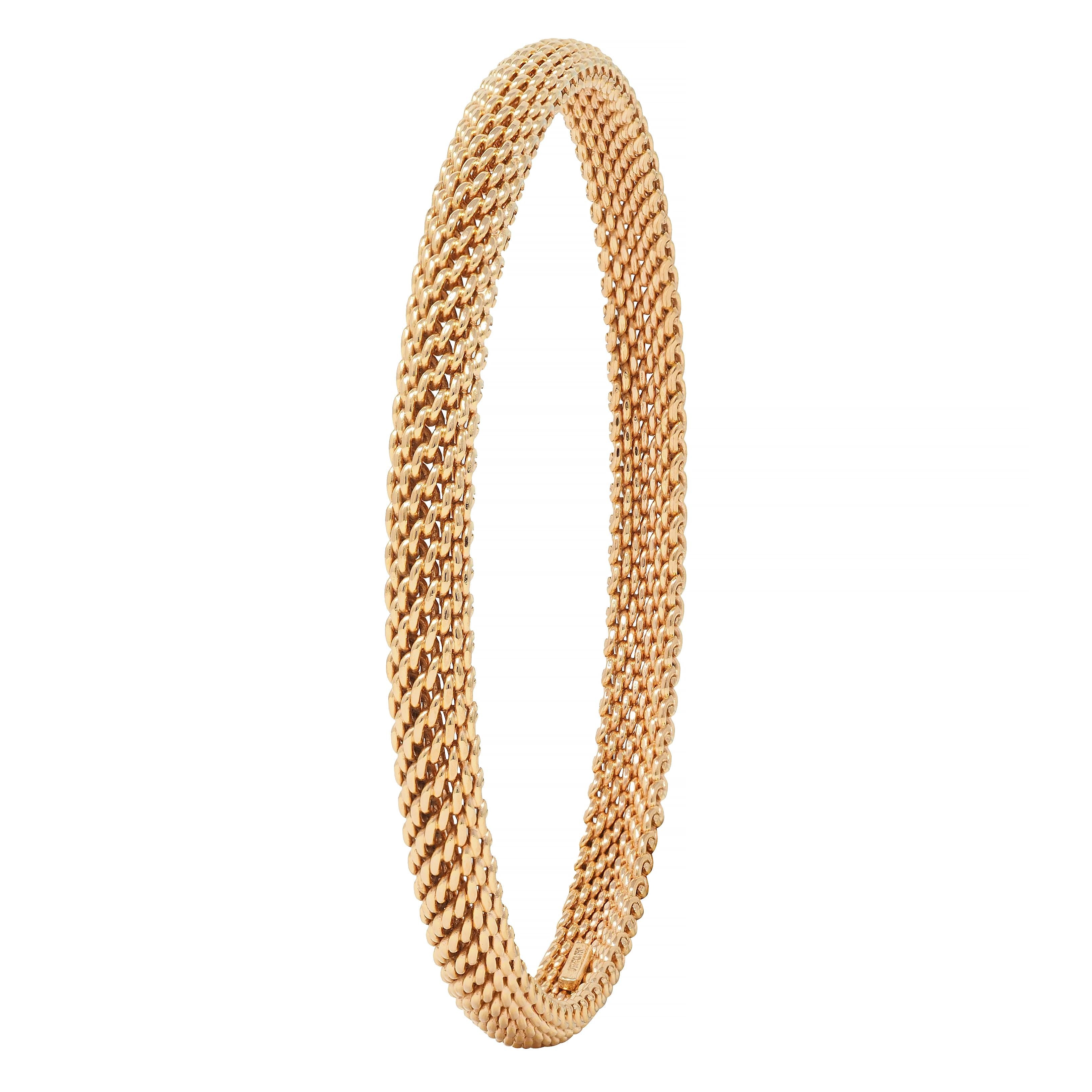 Tiffany & Co. 18 Karat Rose Gold Woven Mesh Somerset Bangle Bracelet