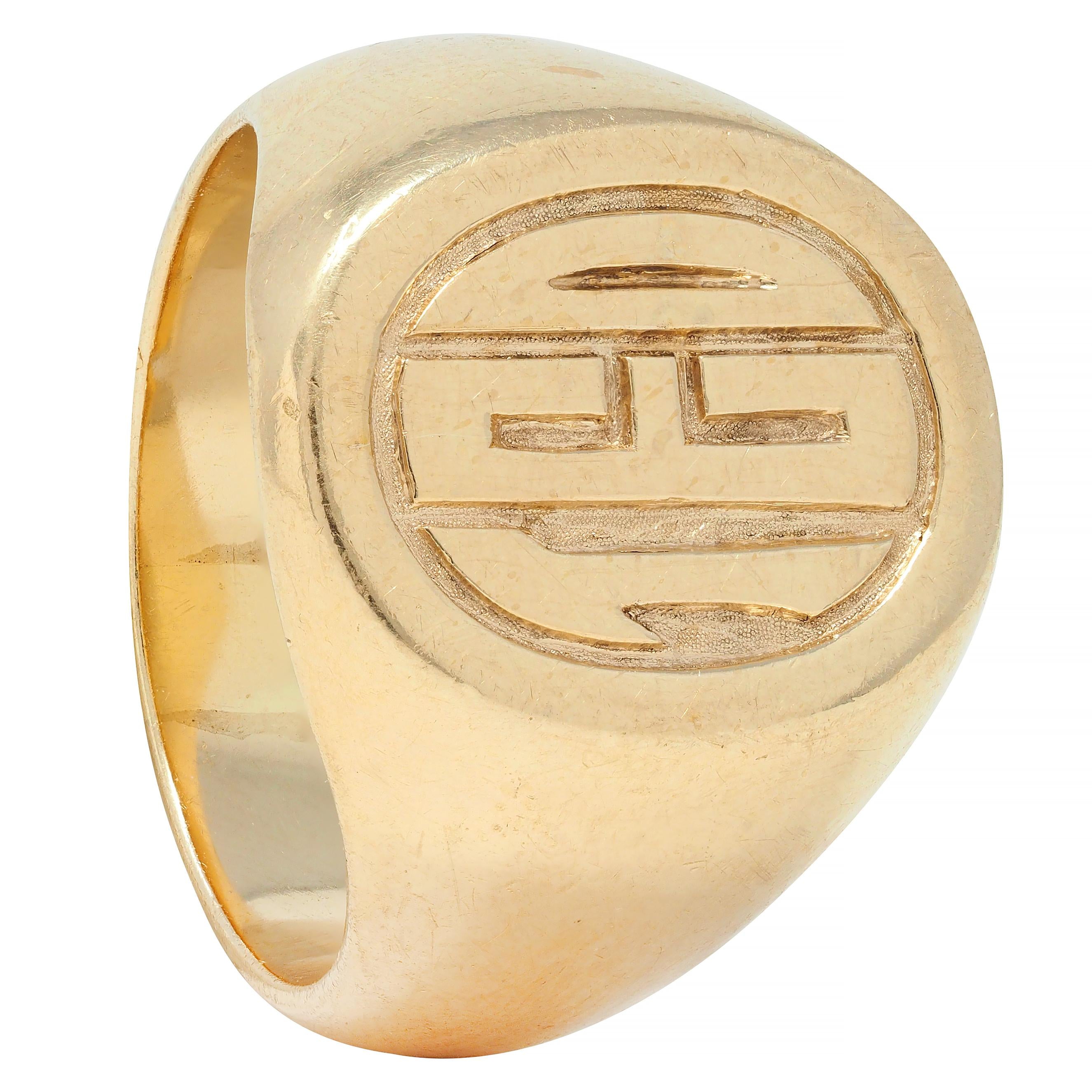 Tiffany & Co. 1970's 14 Karat Yellow Gold TED Unisex Vintage Signet Ring