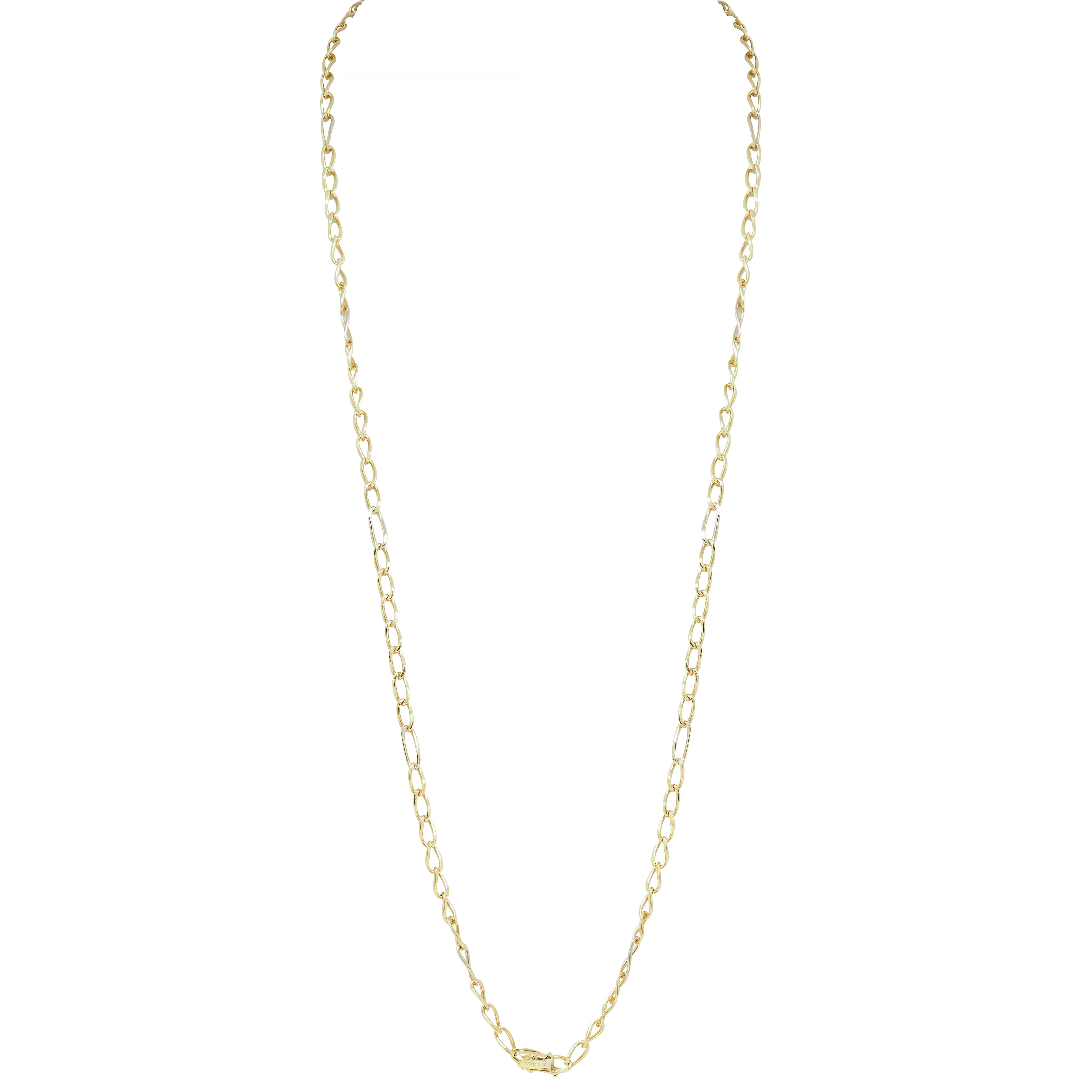 Bulgari 18K Two-Tone Yellow White Gold Vintage Unisex Oval Link Chain Necklace