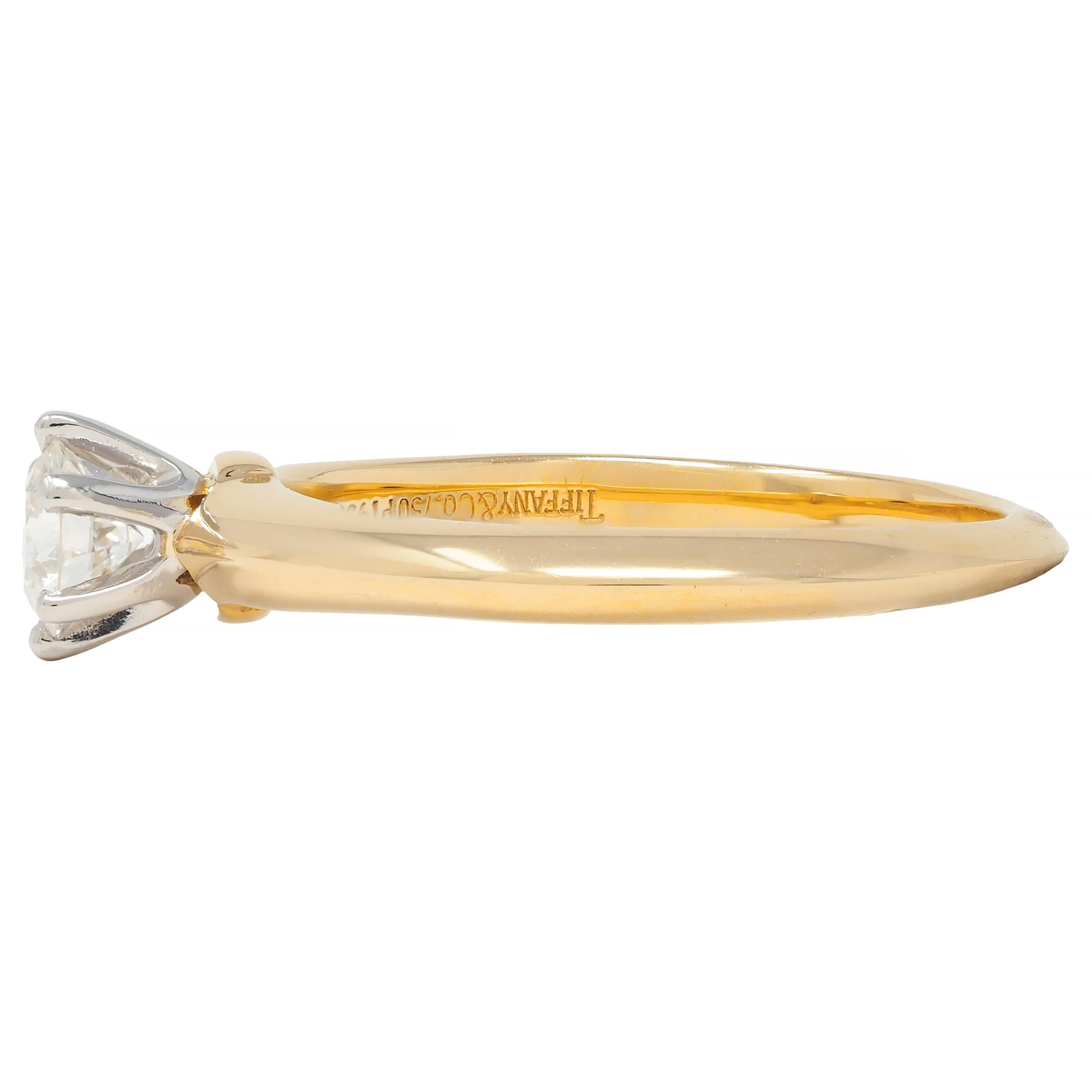 Tiffany & Co. Diamond Platinum 18K Yellow Gold Vintage Solitaire Engagement Ring