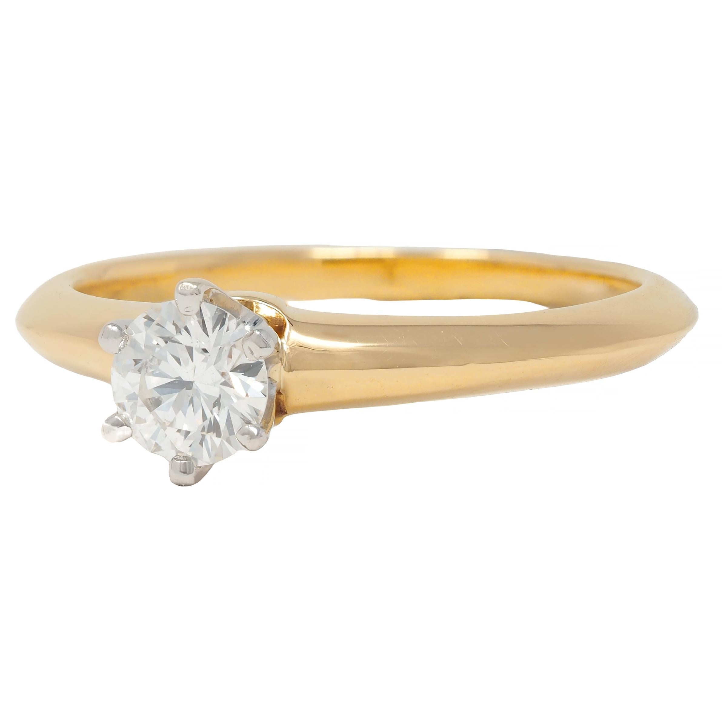 Tiffany & Co. Diamond Platinum 18K Yellow Gold Vintage Solitaire Engagement Ring