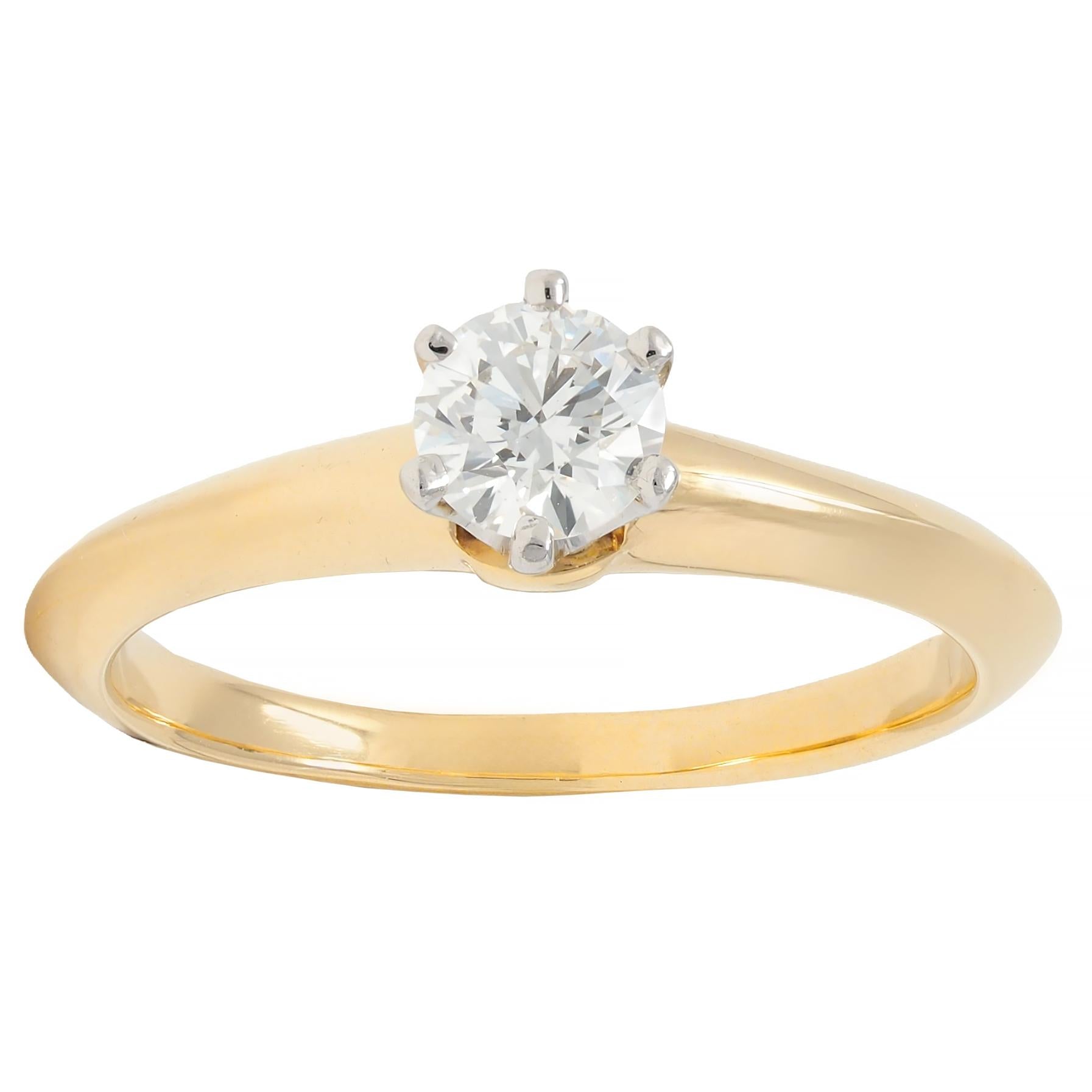 Tiffany & Co. Diamond Platinum 18K Yellow Gold Vintage Solitaire Engagement Ring