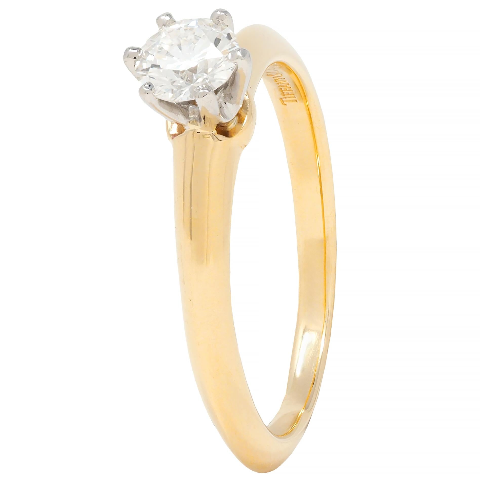 Tiffany & Co. Diamond Platinum 18K Yellow Gold Vintage Solitaire Engagement Ring