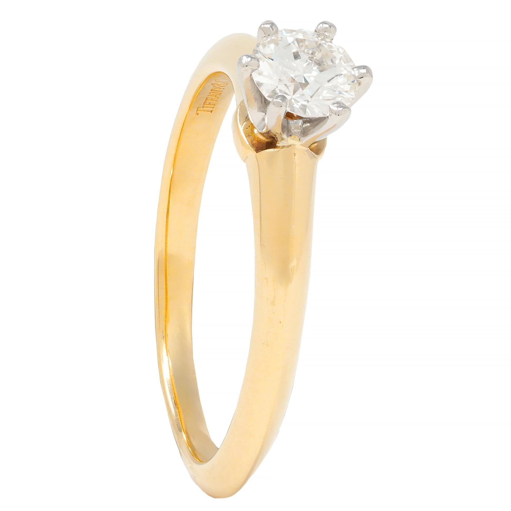 Tiffany & Co. Diamond Platinum 18K Yellow Gold Vintage Solitaire Engagement Ring