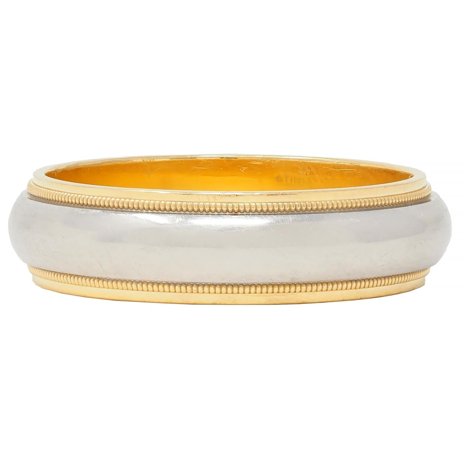 Tiffany & Co Platinum 18 Karat Yellow Gold Contemporary Unisex Wedding Band Ring