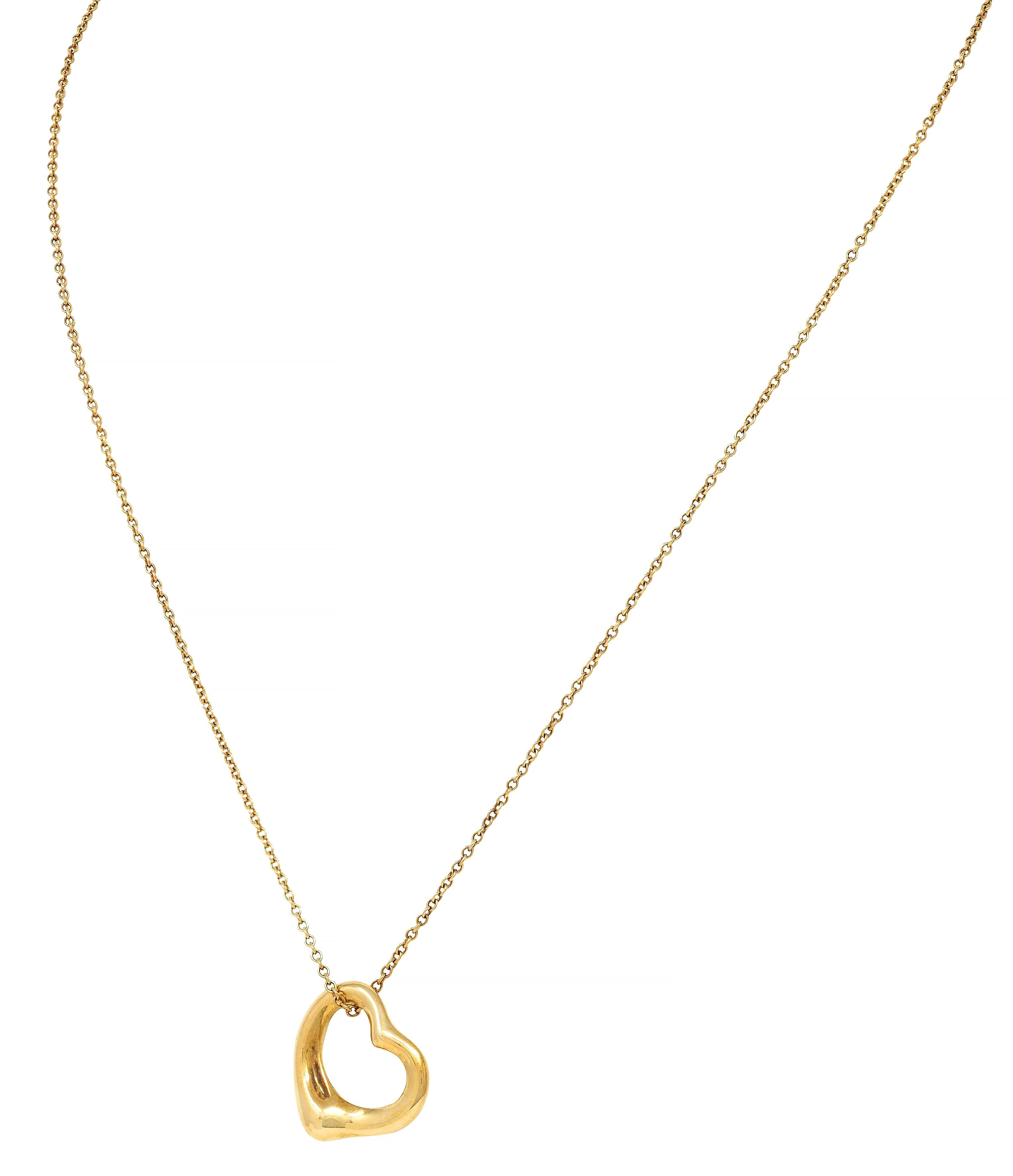 Elsa Peretti Tiffany & Co. 18 Karat Yellow Gold Open Heart Pendant Necklace
