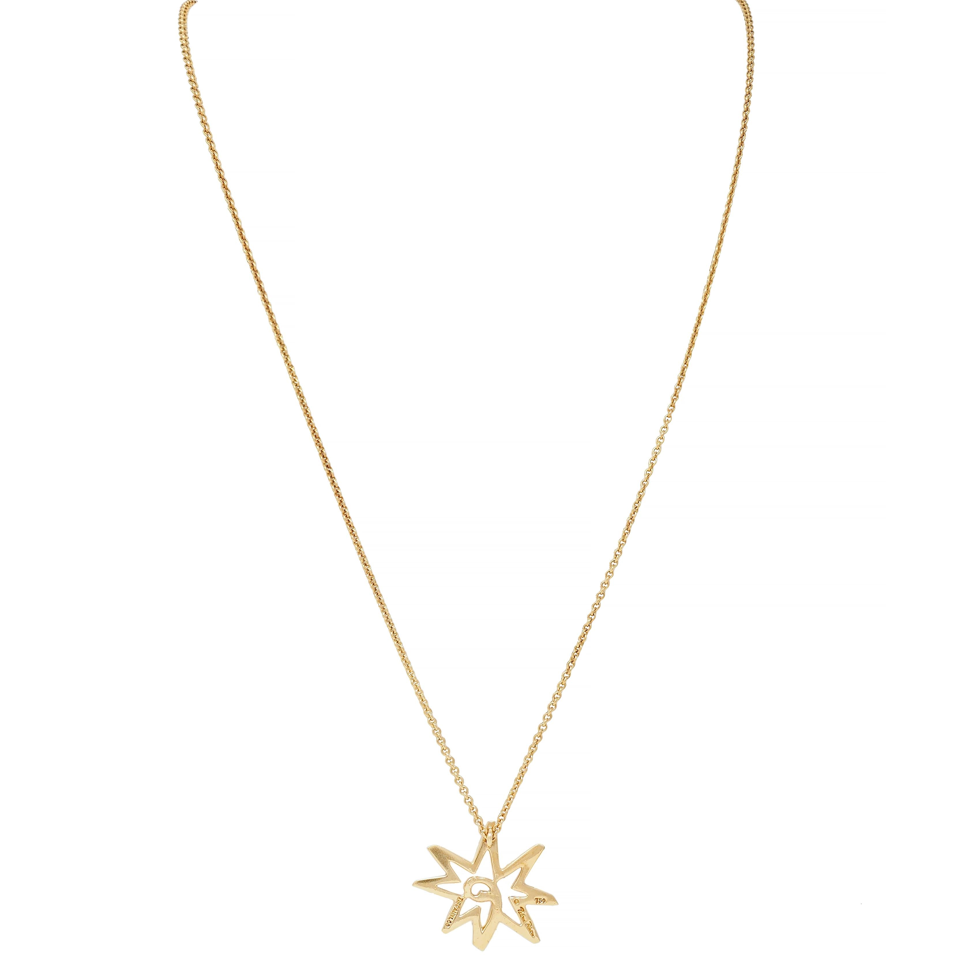 Tiffany & Co. Paloma Picasso Sun Moon 18KT Yellow Gold Vintage Pendant Necklace