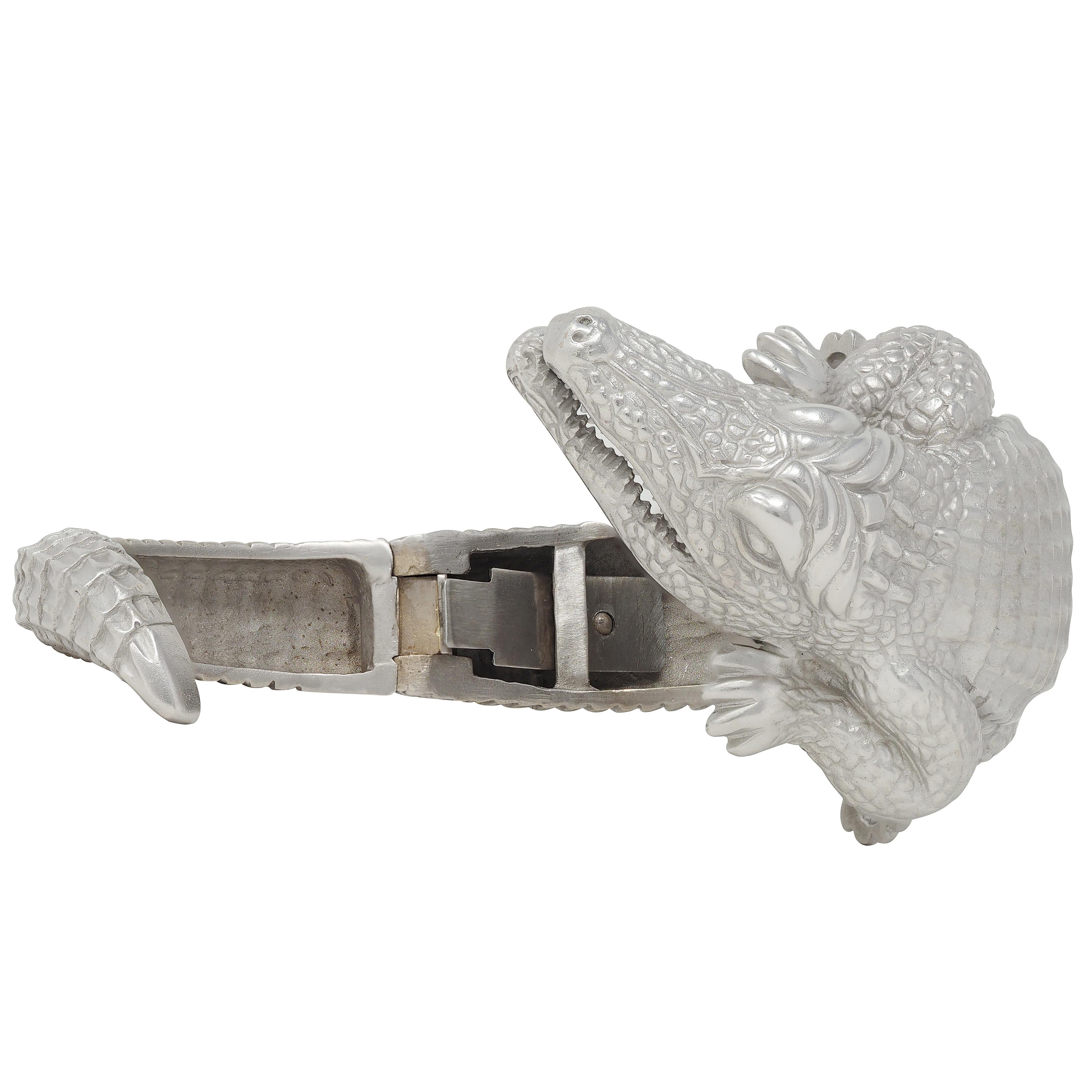 Kieselstein-Cord 1980 18K Gold Alligator Bypass Vintage Animal Cuff Bracelet