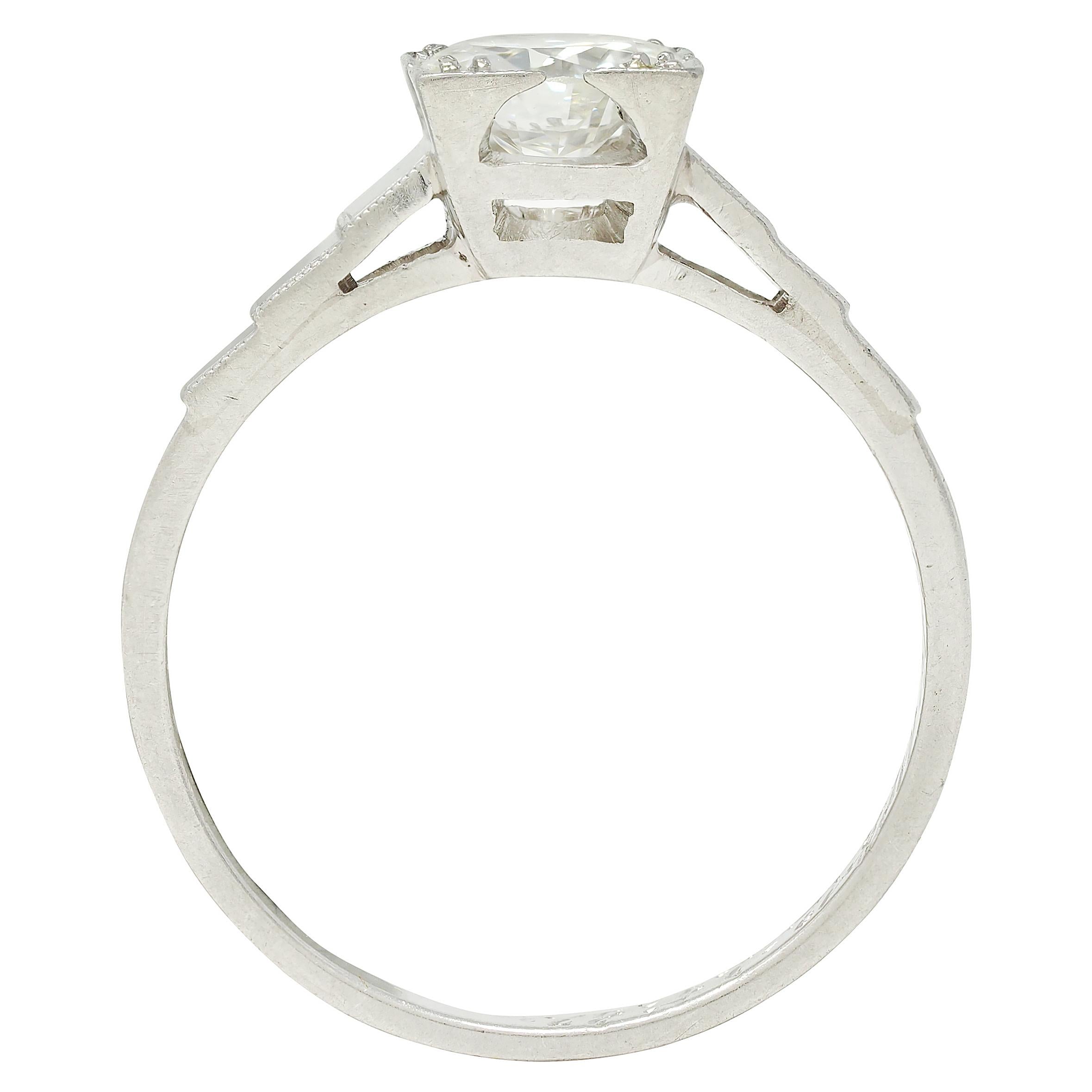 Art Deco 1932 Transitional Diamond Platinum Vintage Stepped Engagement Ring