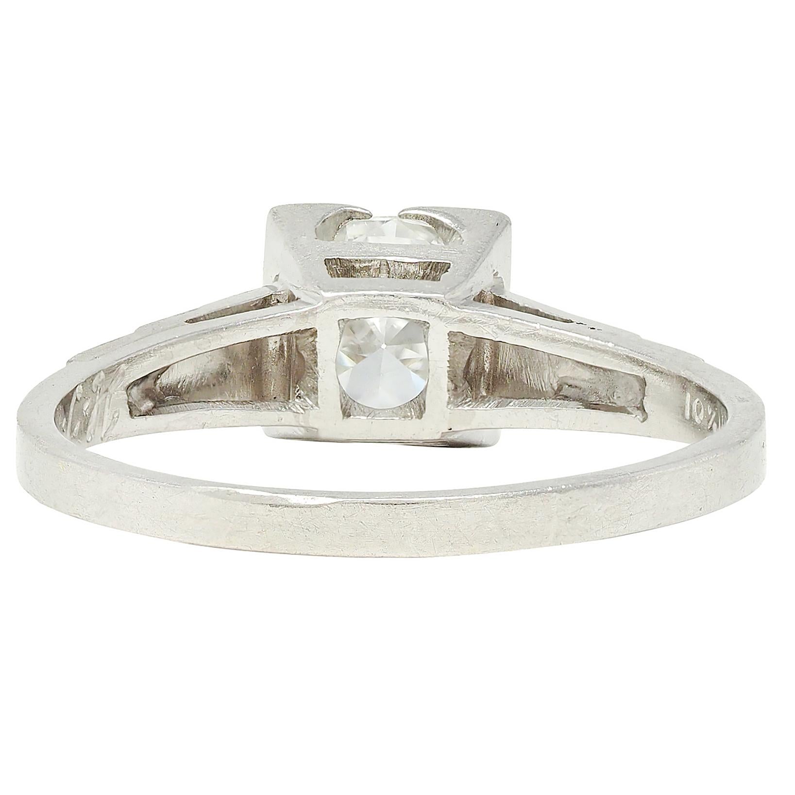 Art Deco 1932 Transitional Diamond Platinum Vintage Stepped Engagement Ring