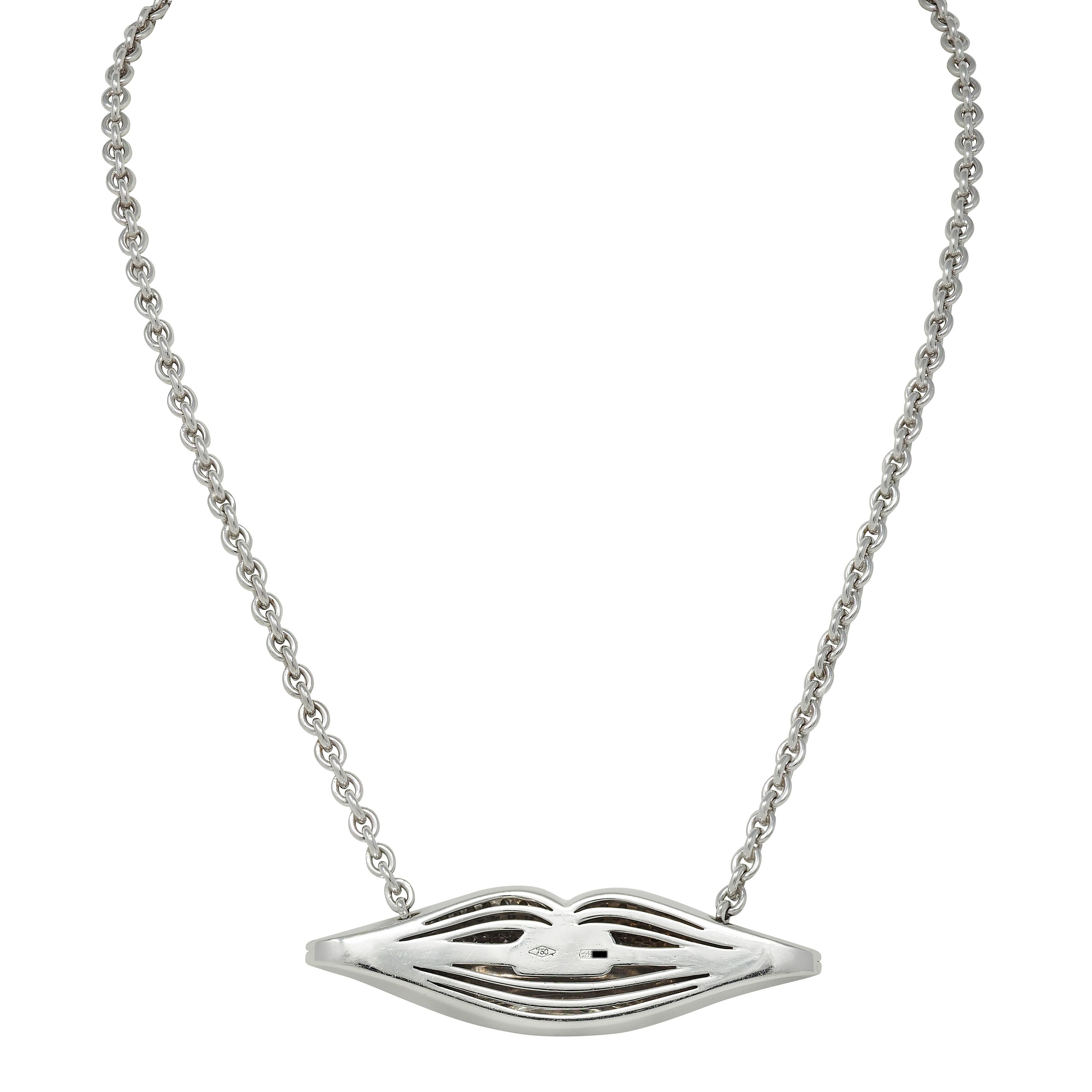 Bulgari Enigma 2000's 2.50 CTW Diamond 18K Gold Lips Station Chain Necklace