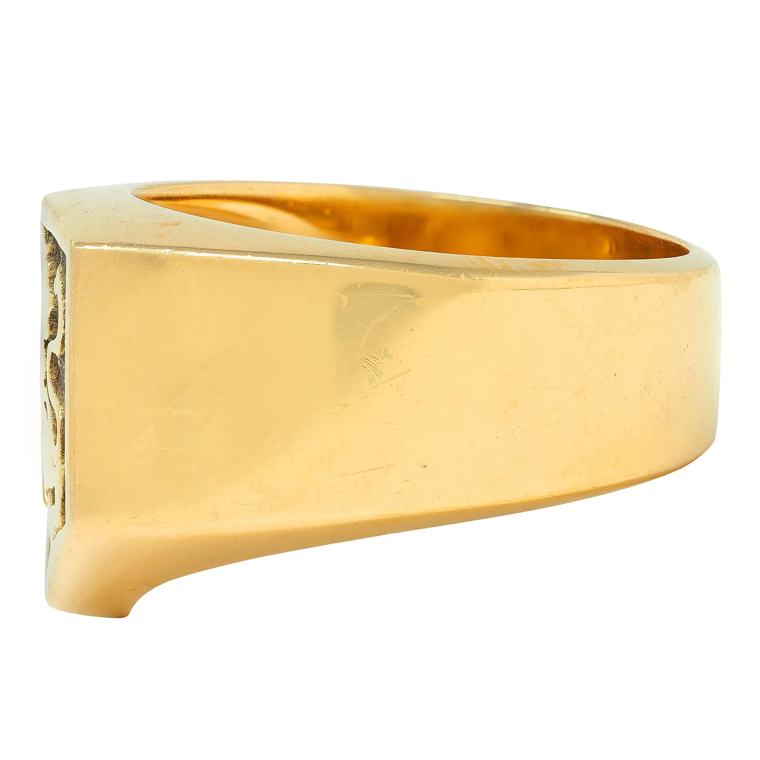 Dunhill 2000's 18 Karat Yellow Gold Heraldic Lion Intaglio Unisex Signet Ring