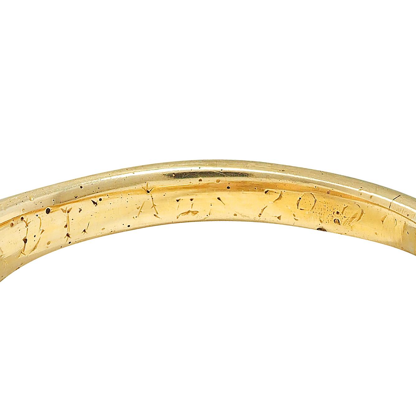 Art Nouveau Opal Diamond 18 Karat Yellow Gold Foliate Antique Band Ring