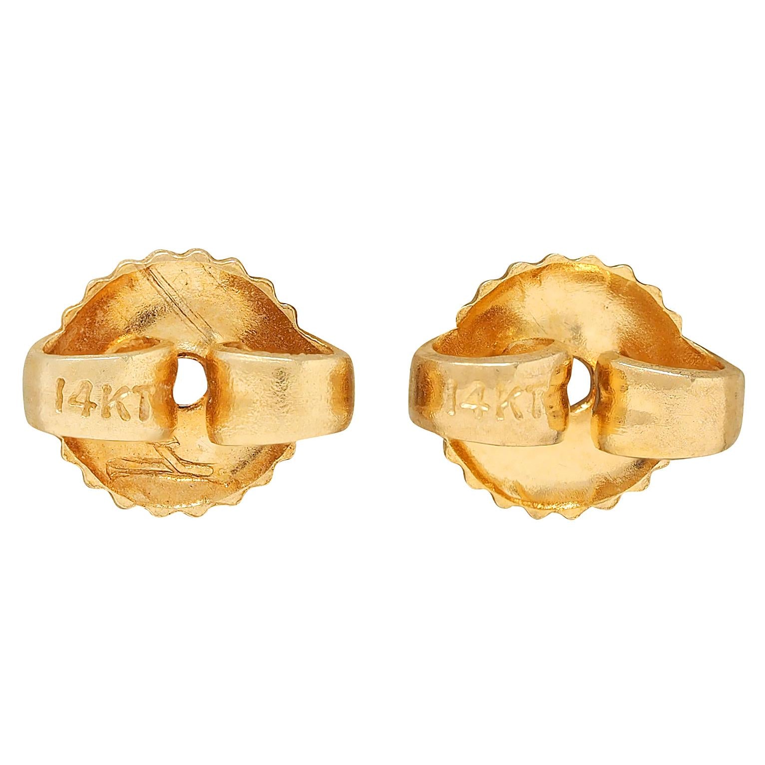 Larter & Sons Art Nouveau Pearl Enamel 14K Gold Antique Blue Pansy Stud Earrings