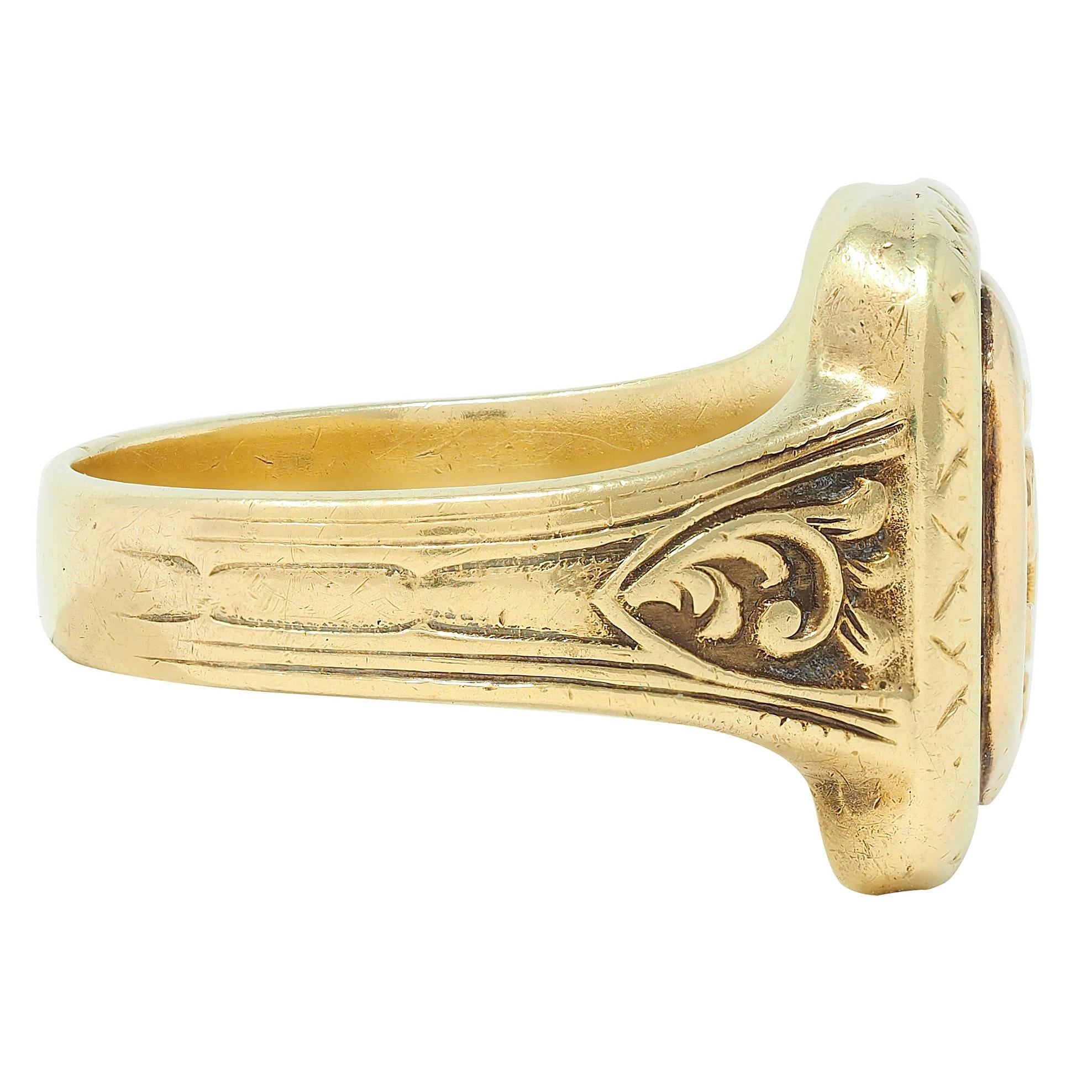 Art Deco 1927 14 Karat Yellow Gold Antique New York Police Unisex Signet Ring