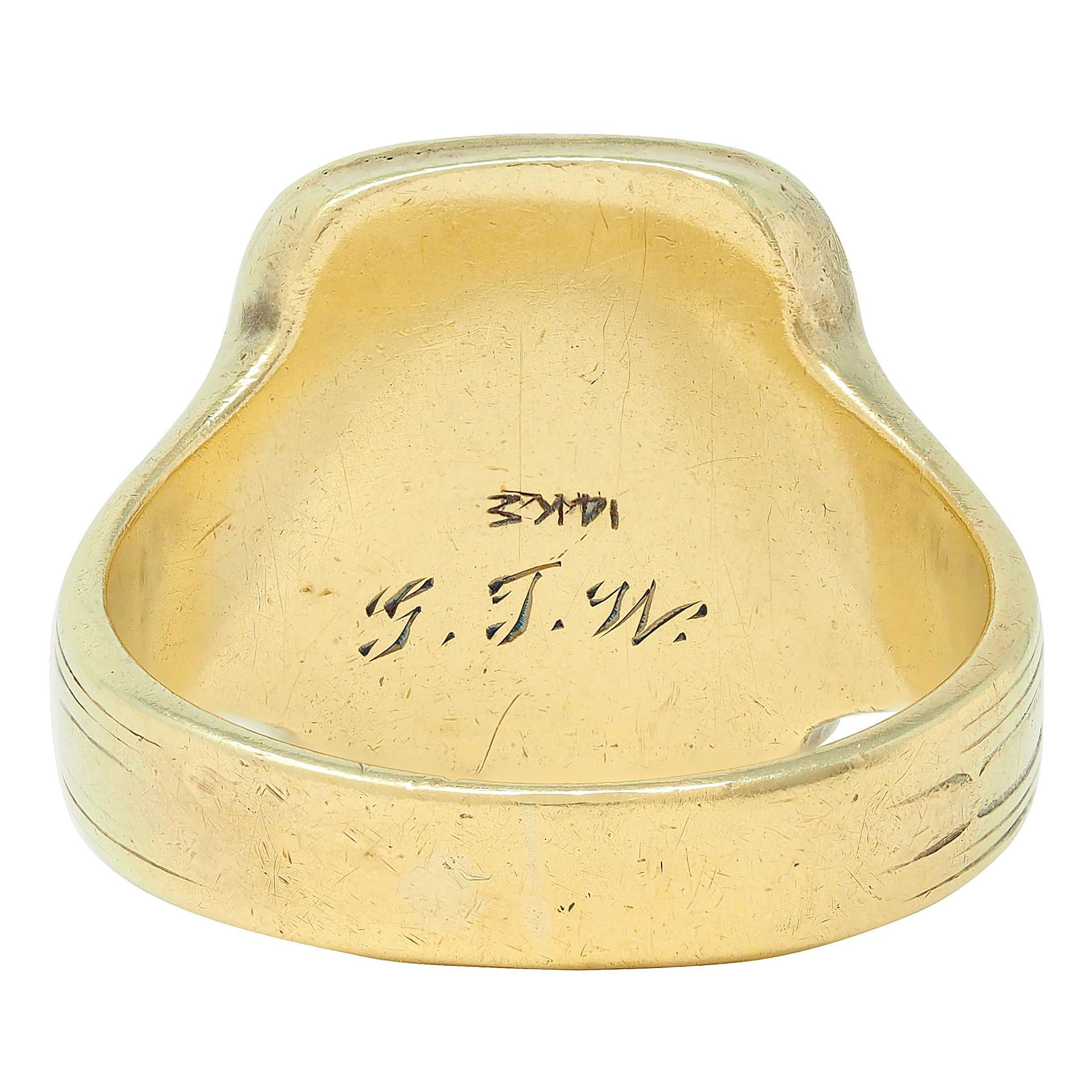 Art Deco 1927 14 Karat Yellow Gold Antique New York Police Unisex Signet Ring