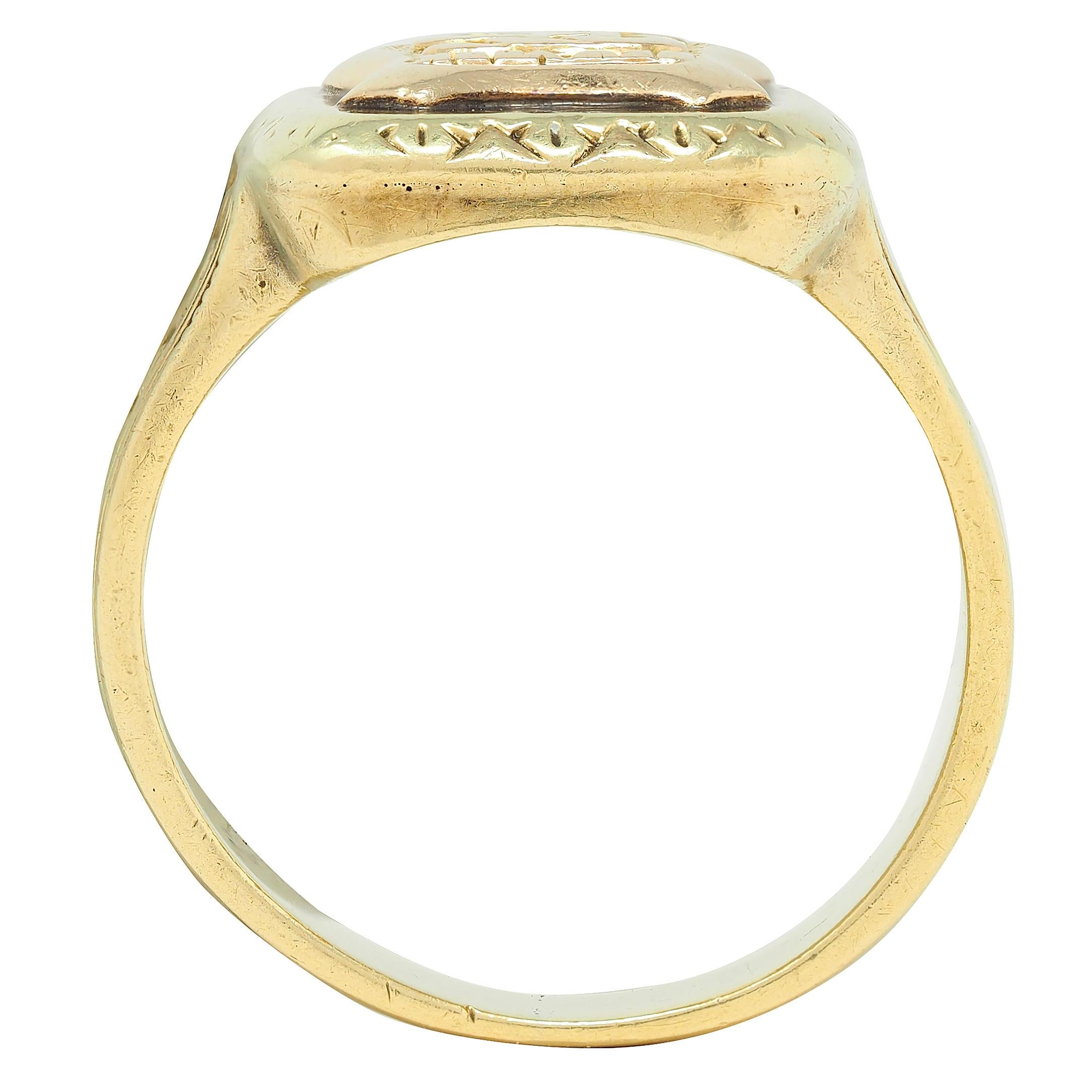 Art Deco 1927 14 Karat Yellow Gold Antique New York Police Unisex Signet Ring