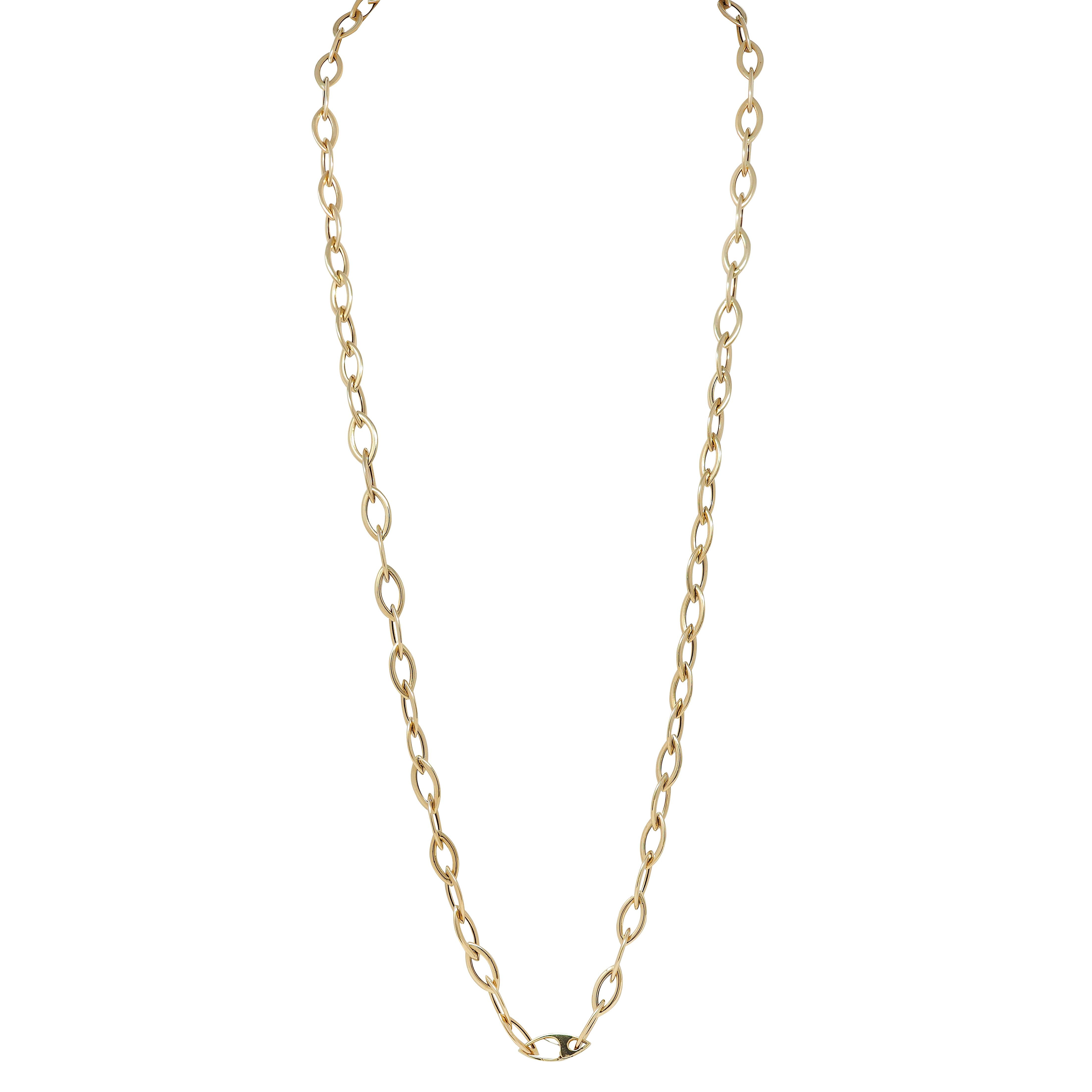 Contemporary 14 Karat Yellow Gold Fancy Navette Link Chain Necklace