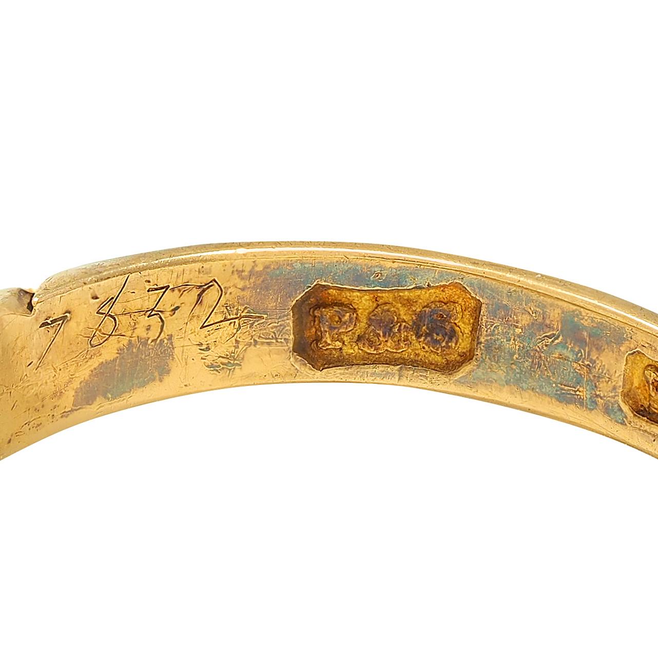 1919 Turquoise Diamond 18 Karat Yellow Gold Antique Five Stone Band Ring