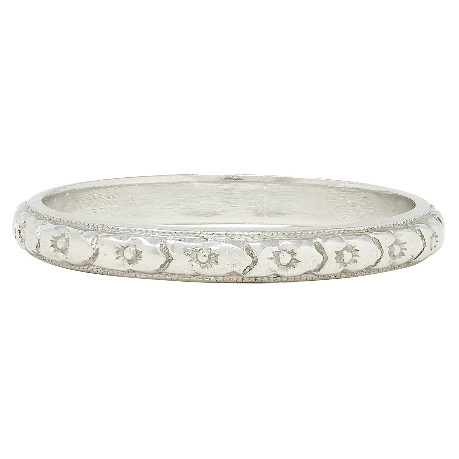 Art Deco Platinum Vintage Orange Blossom Wedding Band Ring