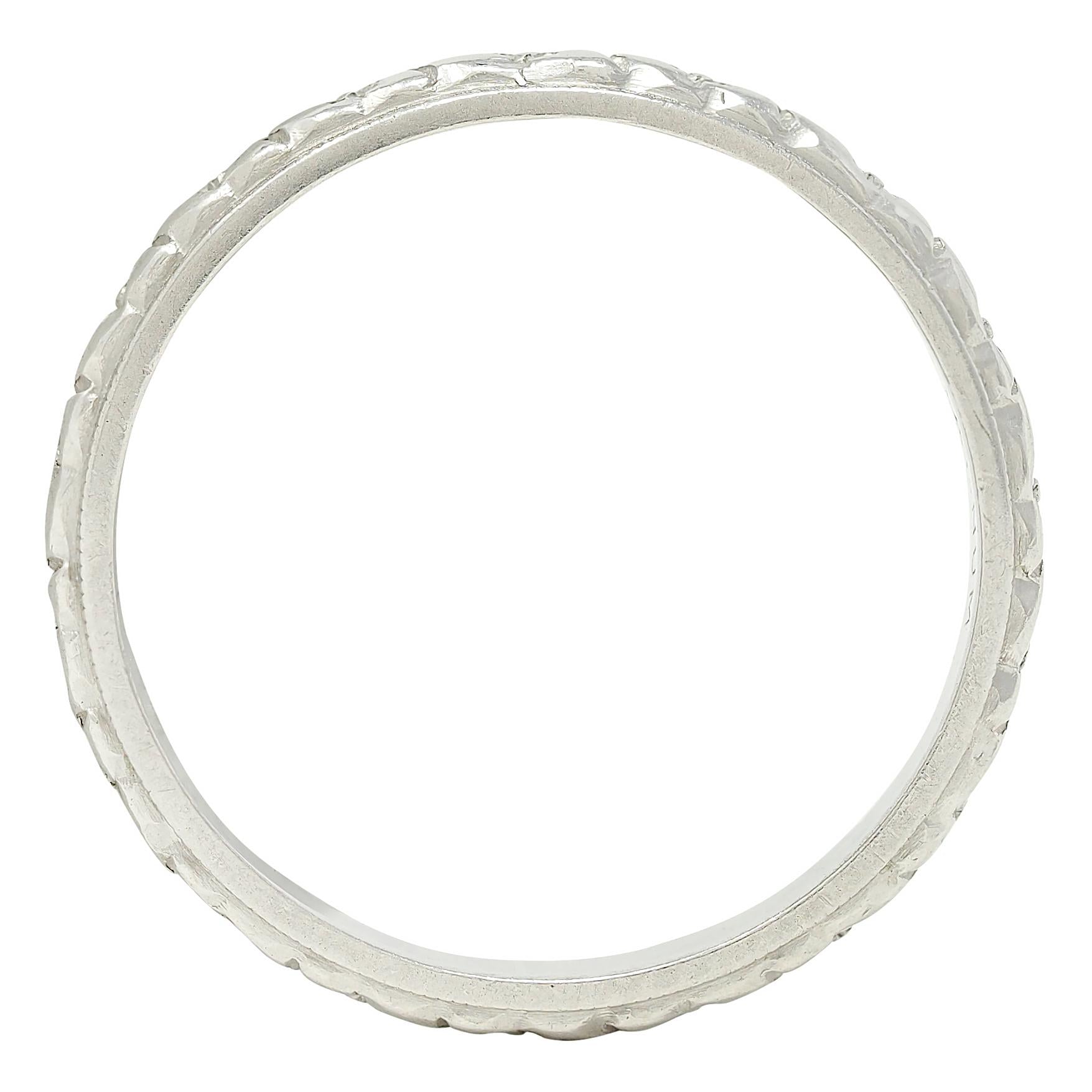 Art Deco Platinum Vintage Orange Blossom Wedding Band Ring