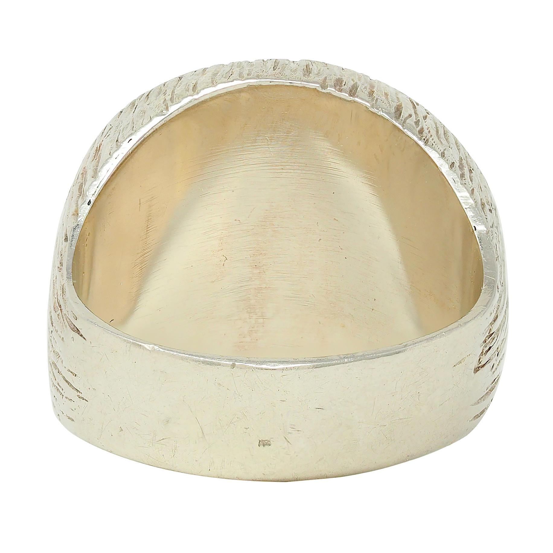 Edwardian 14 Karat White Gold Antique Fox Intaglio Unisex Signet Ring