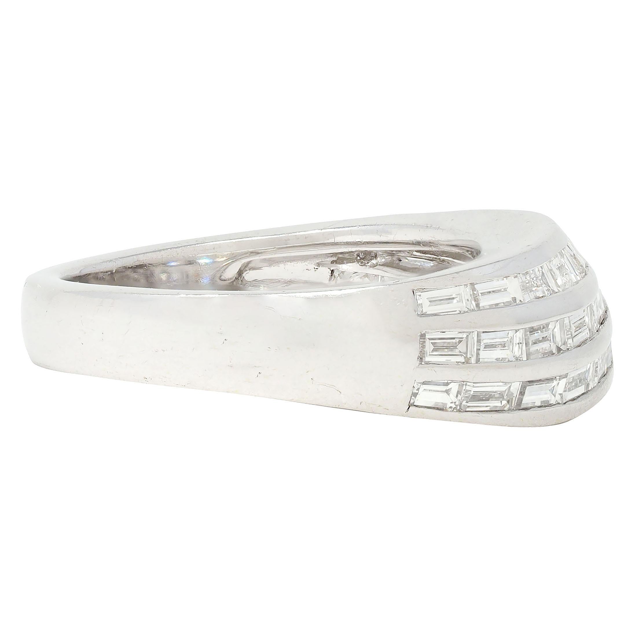 Contemporary 2.25 CTW Diamond 18 Karat White Gold Twist Multi-Row Band Ring