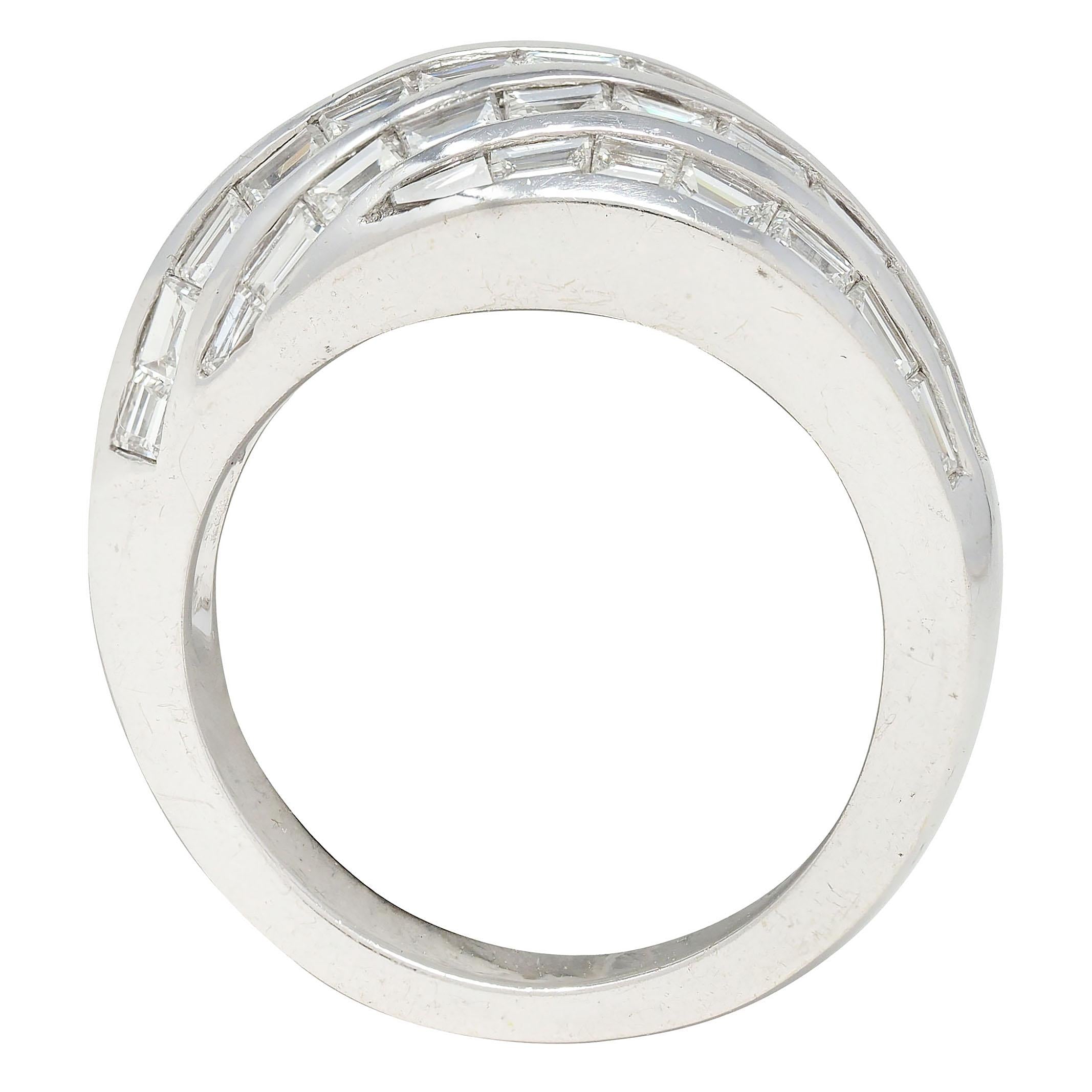 Contemporary 2.25 CTW Diamond 18 Karat White Gold Twist Multi-Row Band Ring