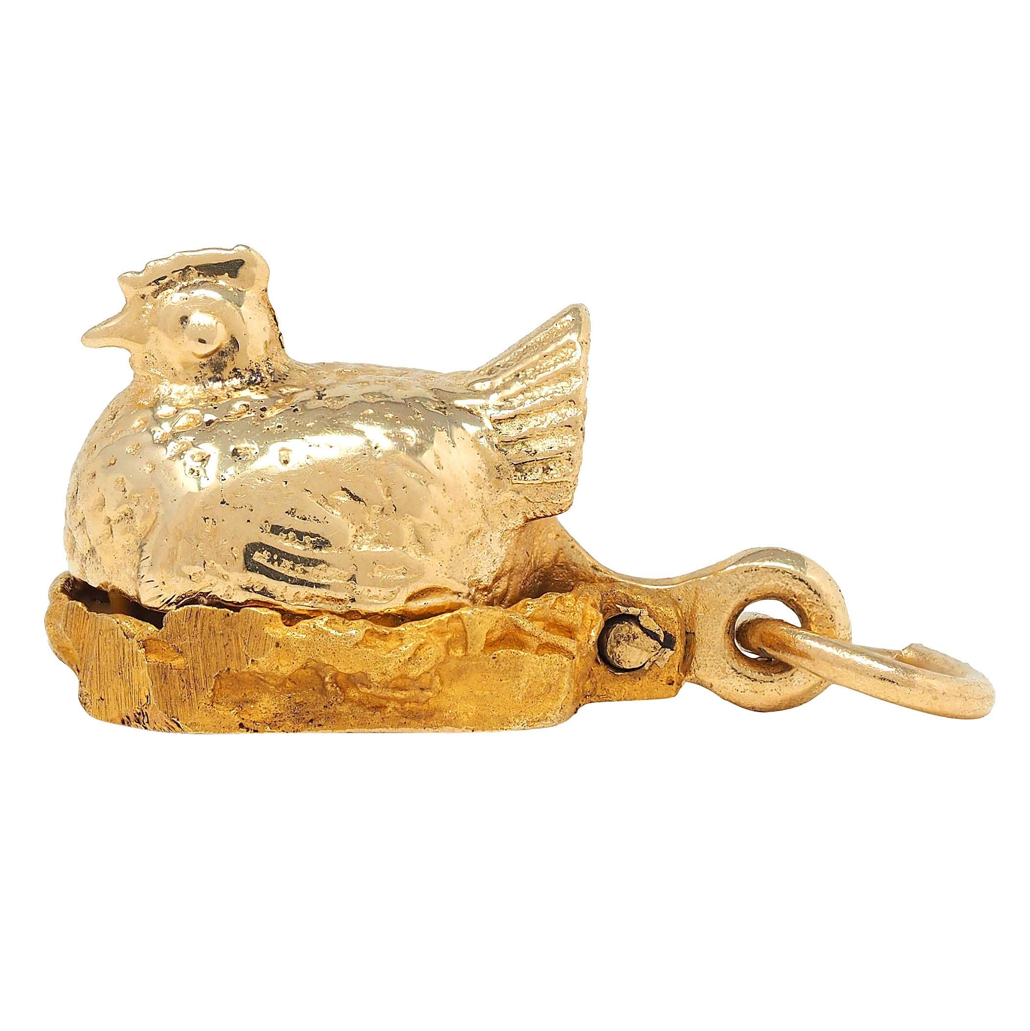 1950's 14 Karat Yellow Gold Vintage Mother Hen Charm