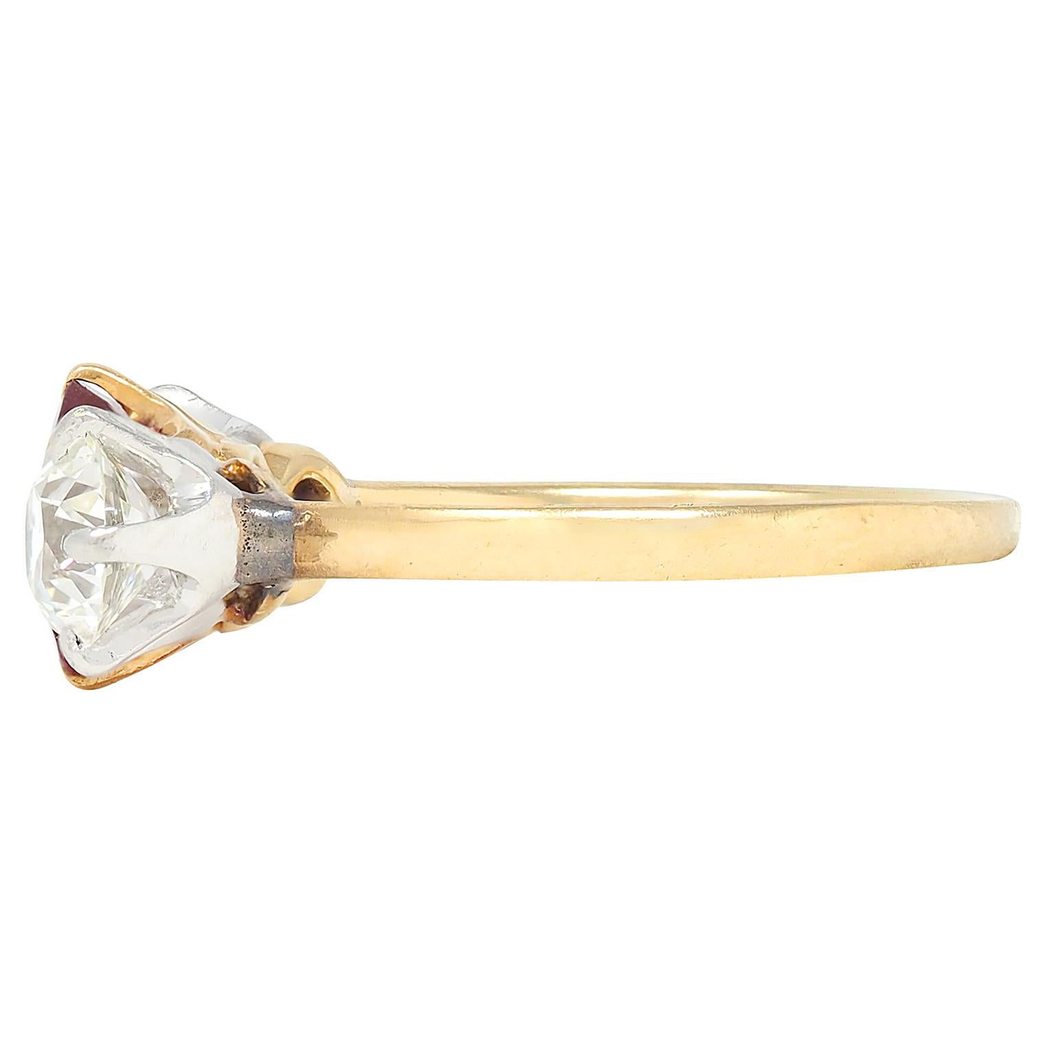 Tiffany & Co. No Heat Burma Ruby Diamond Platinum 18K Yellow Gold Antique Ring