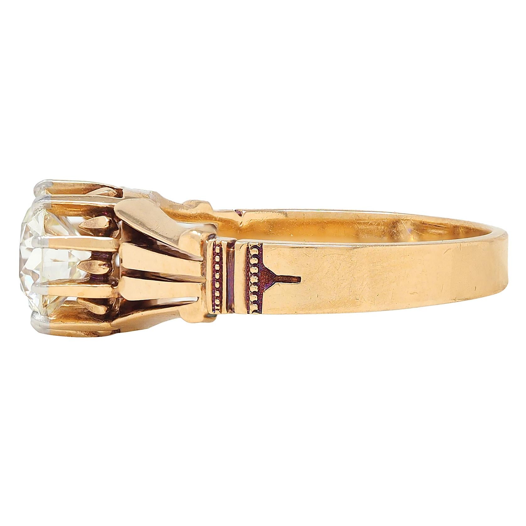 Early Art Deco Old European Diamond Platinum 18K Gold Antique Engagement Ring