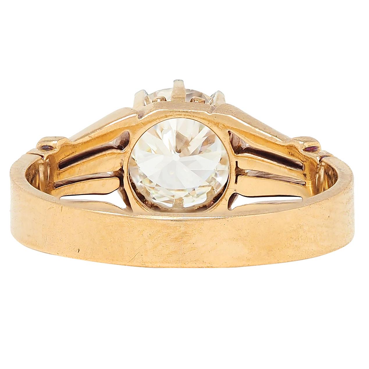 Early Art Deco Old European Diamond Platinum 18K Gold Antique Engagement Ring