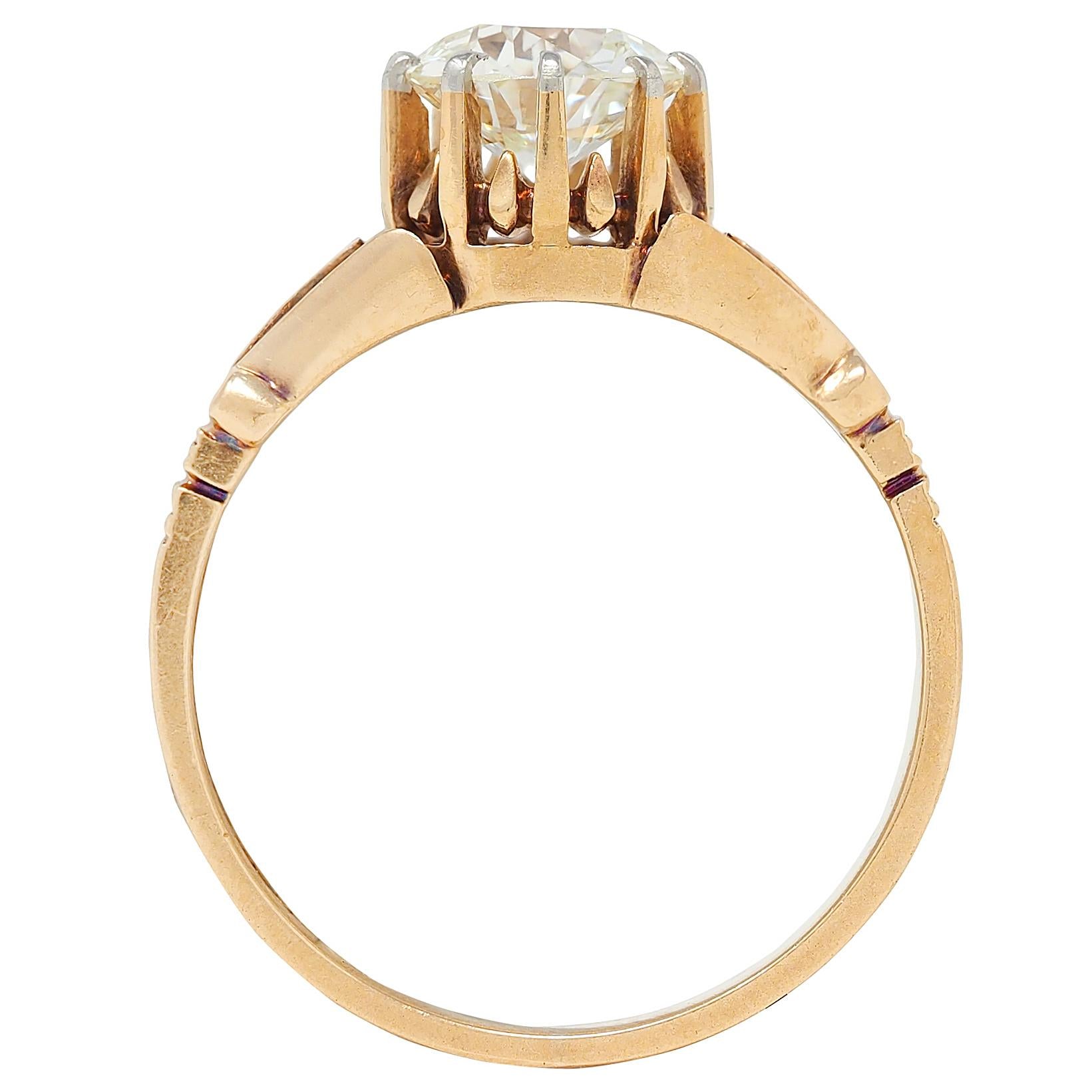 Early Art Deco Old European Diamond Platinum 18K Gold Antique Engagement Ring