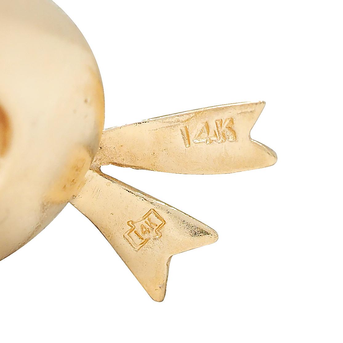 1950's Multi-Gem 14 Karat Yellow Gold Vintage Sun Hat Pendant Charm