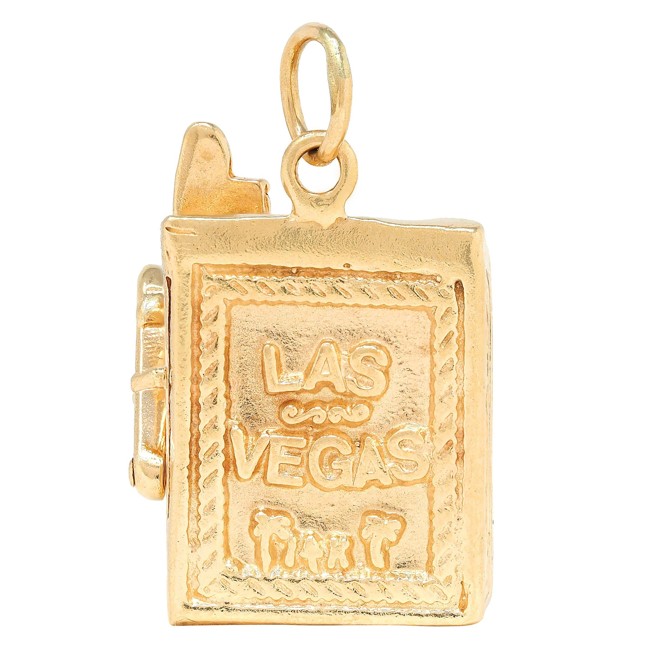 1940's Retro 14 Karat Yellow Gold Vintage Liberty Bell Slot Machine Charm