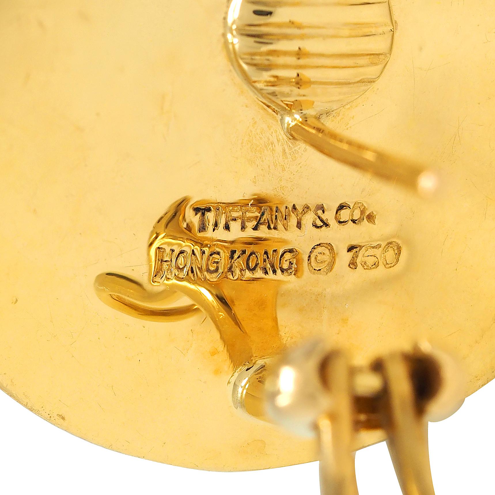 Tiffany & Co. 1980s Malachite Pearl Inlay 18K Gold Vintage Checkerboard Earrings