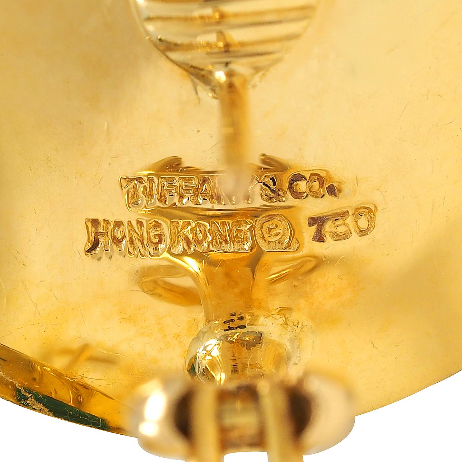 Tiffany & Co. 1980s Malachite Pearl Inlay 18K Gold Vintage Checkerboard Earrings