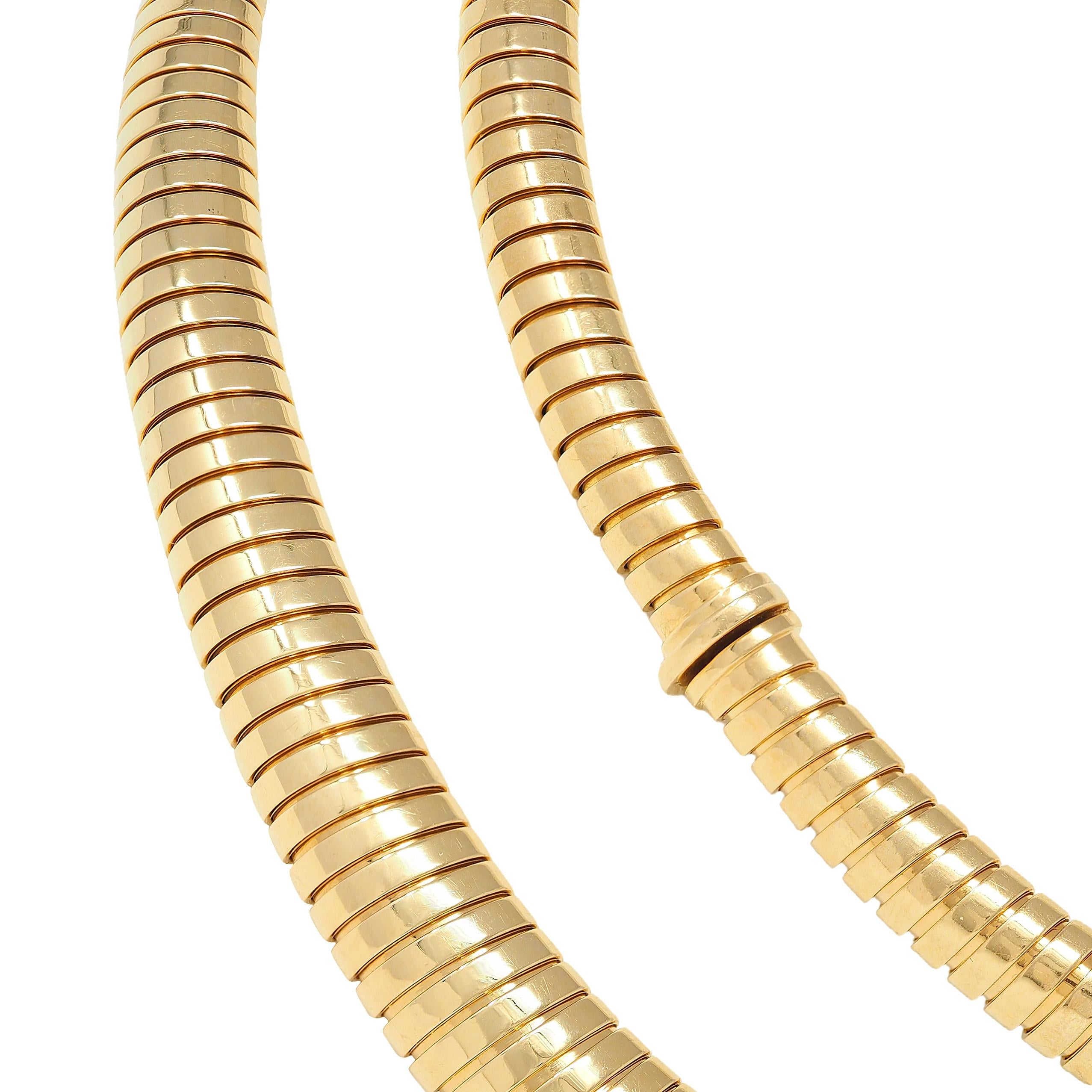 Bulgari 1980's 18K Yellow Gold Vintage Roman Trajan Coin Monete Tubogas Necklace