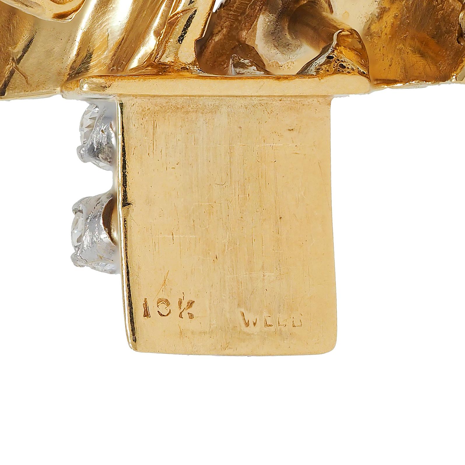David Webb 1980's Diamond Platinum 18 Karat Yellow Gold Vintage Twist Bracelet