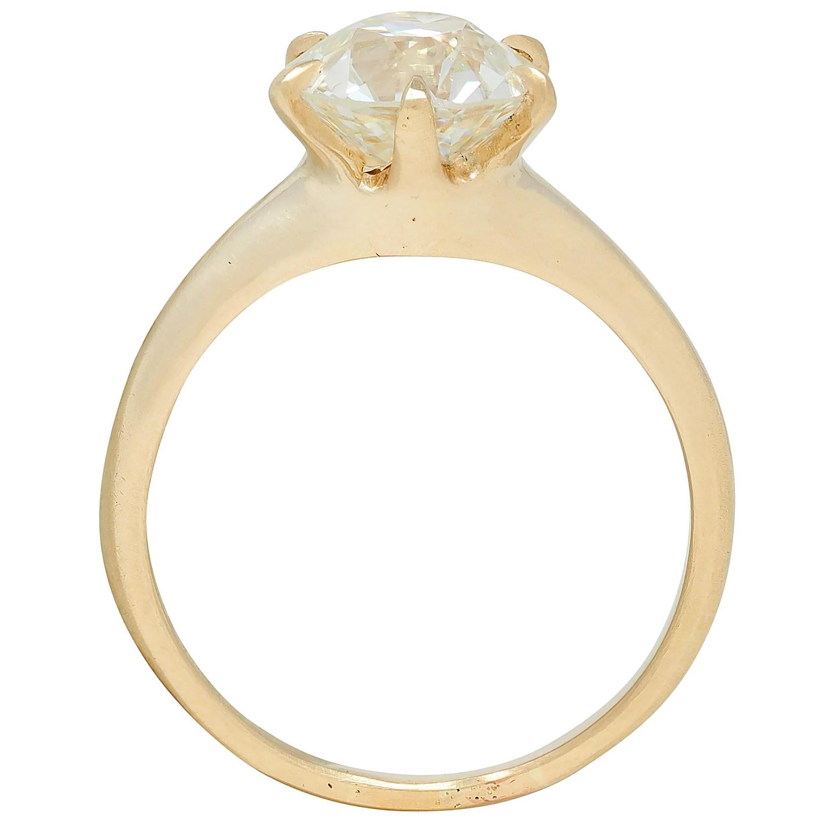Victorian 1.96 CT European Diamond 14K Gold Antique Solitaire Engagement Ring